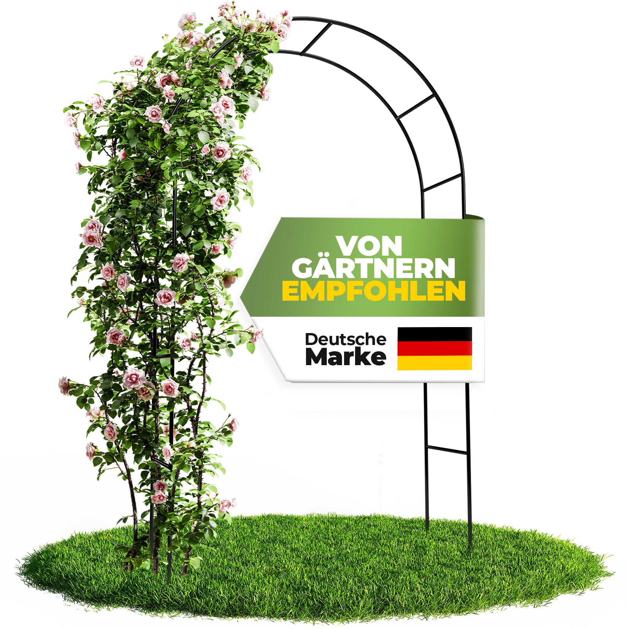 STAHLMANN COMMERCE GmbH Rosenbogen Metall, 240 × 140 × 37 cm, rostfrei, wetterfest, für Rankpflanzen Komplettset, Rosenbogen, rostfrei, wetterfest, kinderleicht aufzubauen