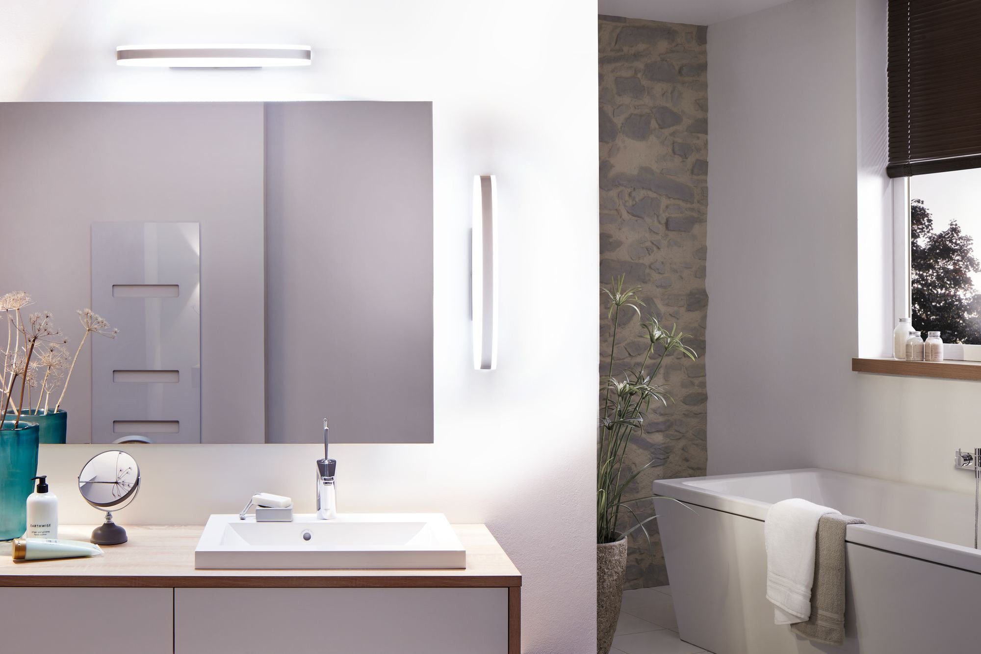 Paulmann Spiegelleuchte Kuma 500mm IP44 9W Chrom, Weiß, Metall, Acryl, LED fest integriert, Warmweiß, Badezimmerleuchte