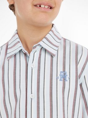 Tommy Hilfiger Langarmhemd SPLIT GLOBAL STRIPE SHIRT mit modischer Label-Stickerei