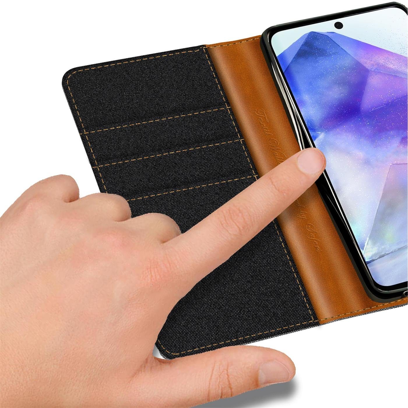 CoolGadget Handyhülle Flip Case Wallet Cover Book Tasche für Samsung Galaxy A55 5G 6,6 Zoll, Handy Tasche mit Kartenfach Book Schutzhülle – Bild 4 von 5