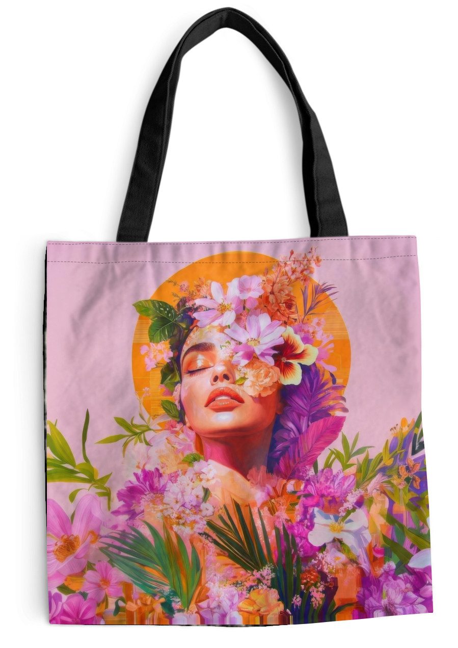 MuchoWow Shopper Frau - Abstrakt - Kreis - Blumen, Handtasche, Damen und Herren, Schultertasche, Umhängetasche, Tote Bag