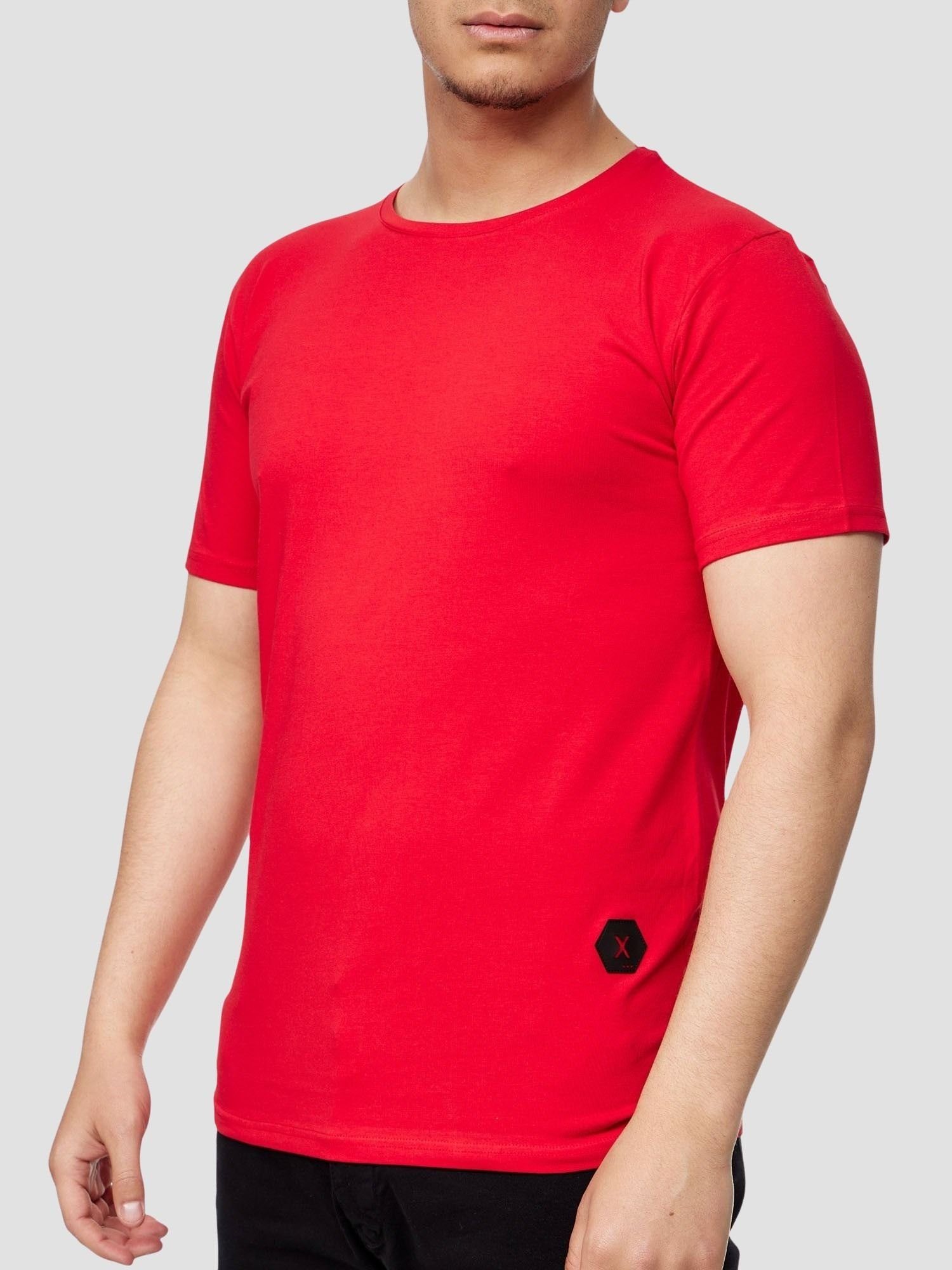 John Kayna T-Shirt John Kayna Shirt 1-tlg) Rot T-Shirt Männer für Casual Tee, (Shirt Tee Tshirt Poloshirt Polo Fitness Kurzarmshirt Polo Herren Freizeit T