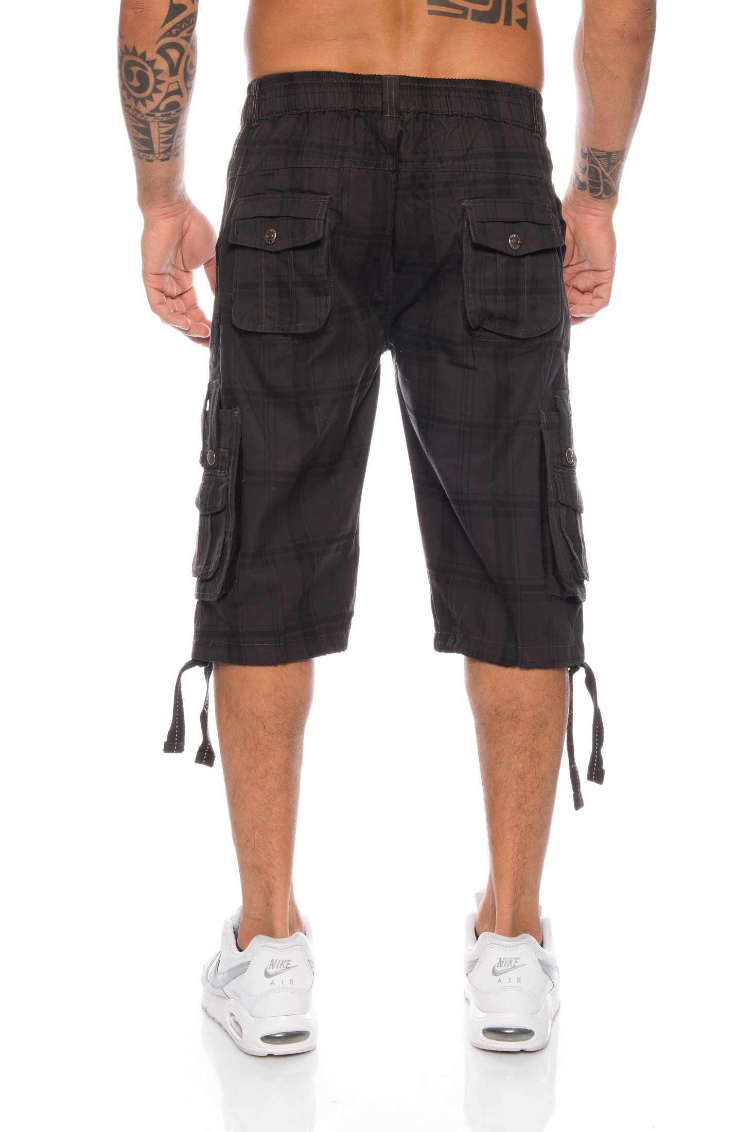 Kendindza Cargoshorts 3/4 Bermuda Shorts Herren, Kurze Hose Herren, Cargobermuda Taschen Knopf Reißverschluss Cargohose