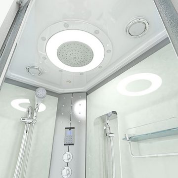 AcquaVapore Komplettdusche Dusche Duschkabine D60-70M1R Weiß 80x120, Sicherheitsglas ESG, inklusive Duschwanne
