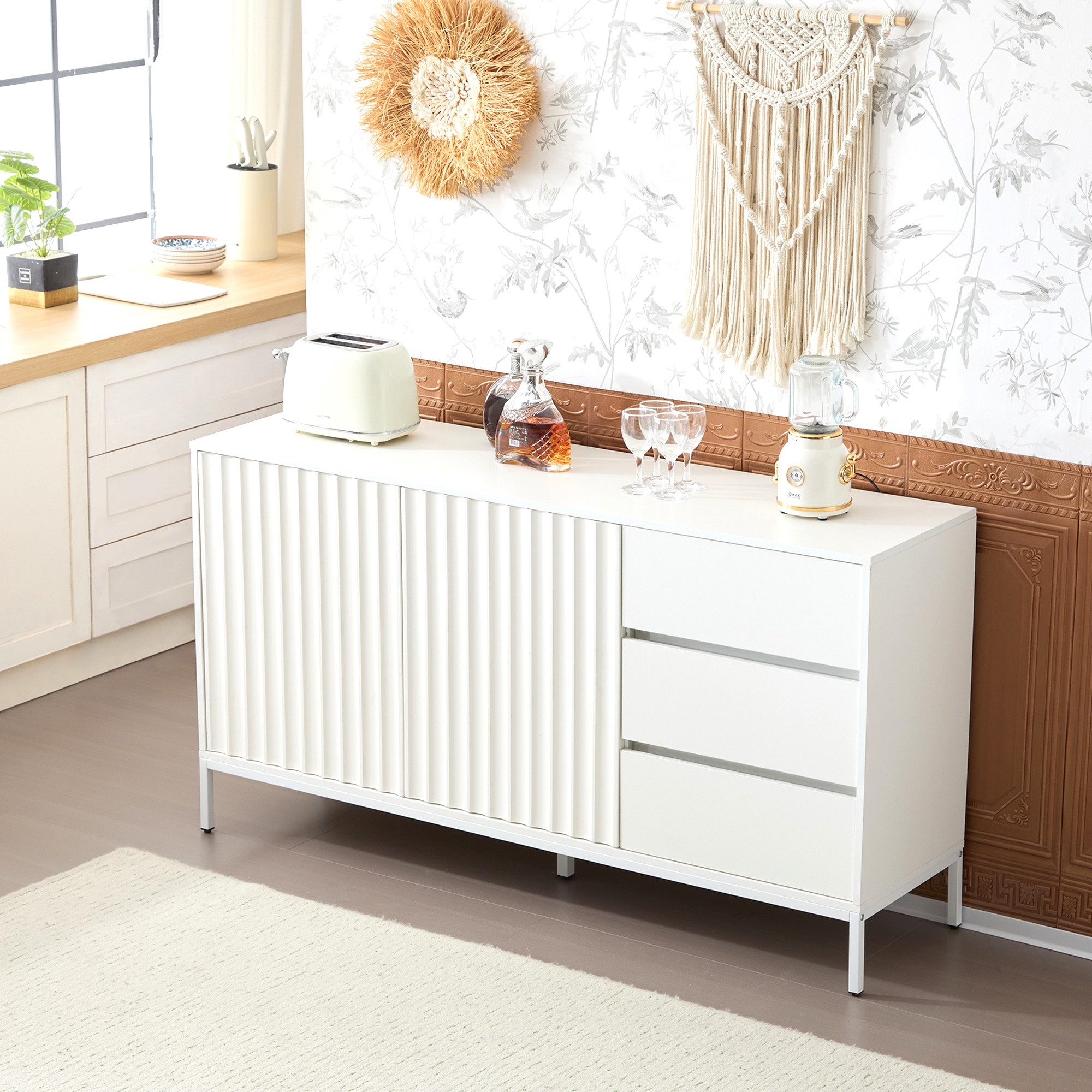 STILVORA Sideboard mit Regalen&3 Schubladen,Beistellschrank Schrank günstig online kaufen