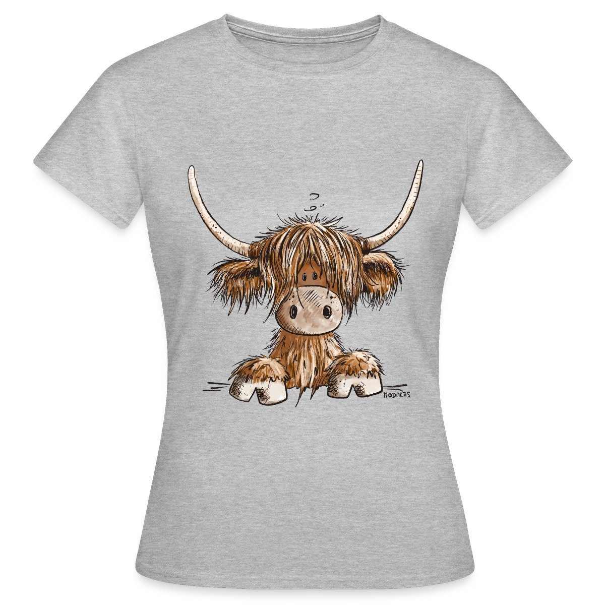 Spreadshirt T-Shirt Schottisches Hochlandrind Comic Frauen T-Shirt (1-tlg) günstig online kaufen
