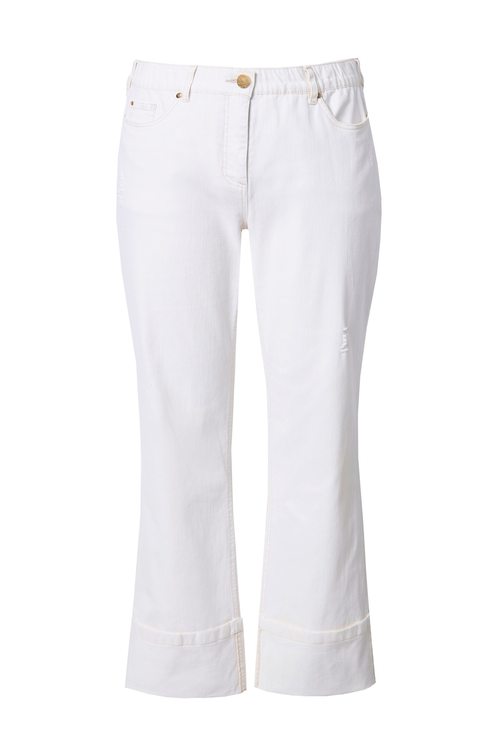 Ulla Popken 5-Pocket-Jeans Jeans Mary weites Bein Saumumschlag Komfortbund günstig online kaufen