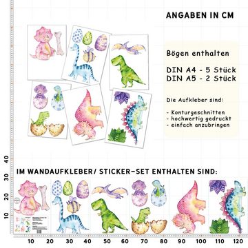 Sunnywall Wandtattoo Dinosaurier Kids - Wandtattoo Kinderzimmer Baby (6 St), konturgeschnitten