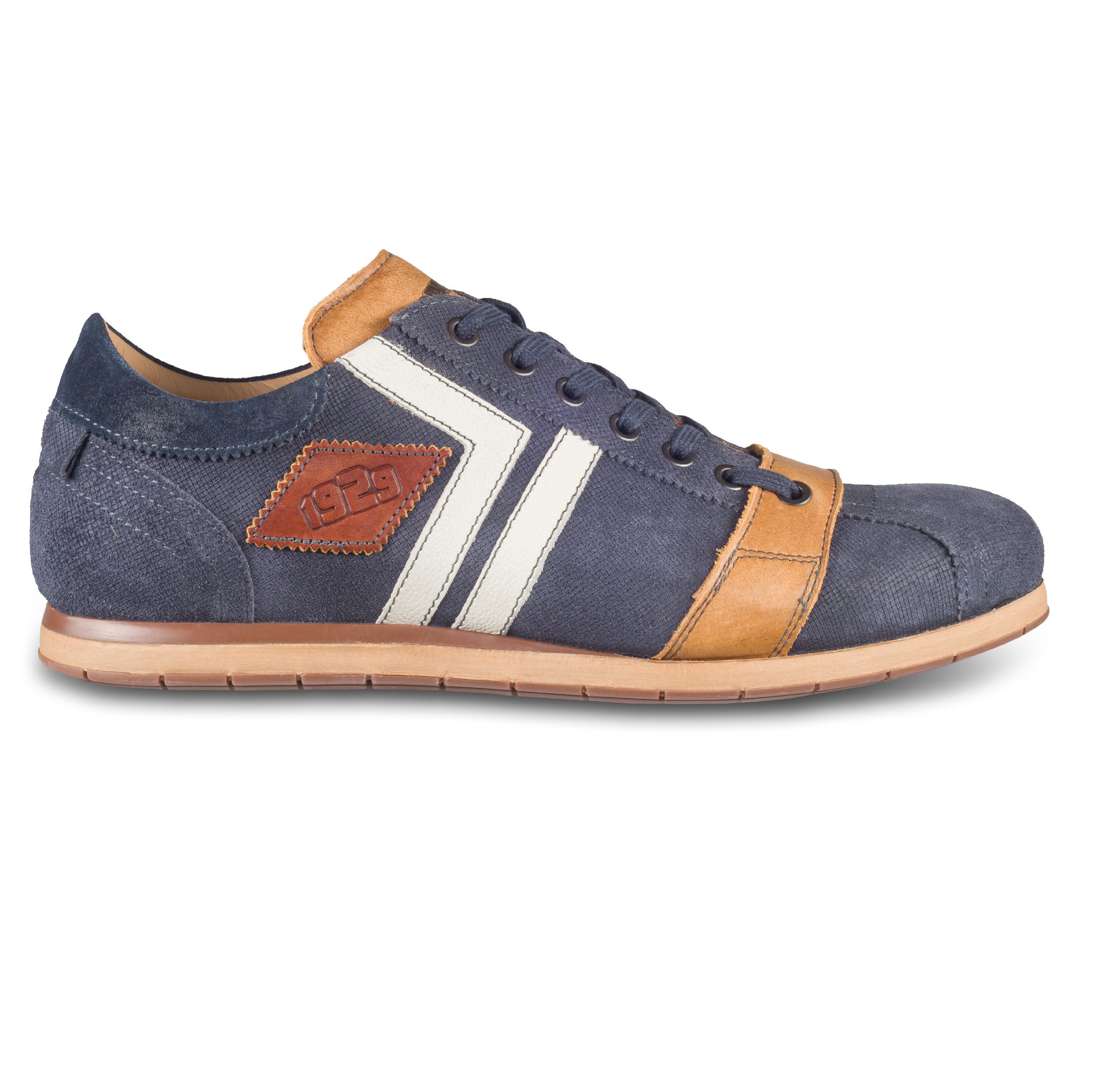 Kamo-Gutsu Herren Sneaker Leder blau/weiß Rauhleder (TIFO-030 cancun + deep blue) Sneaker Handgefertigt in Italien
