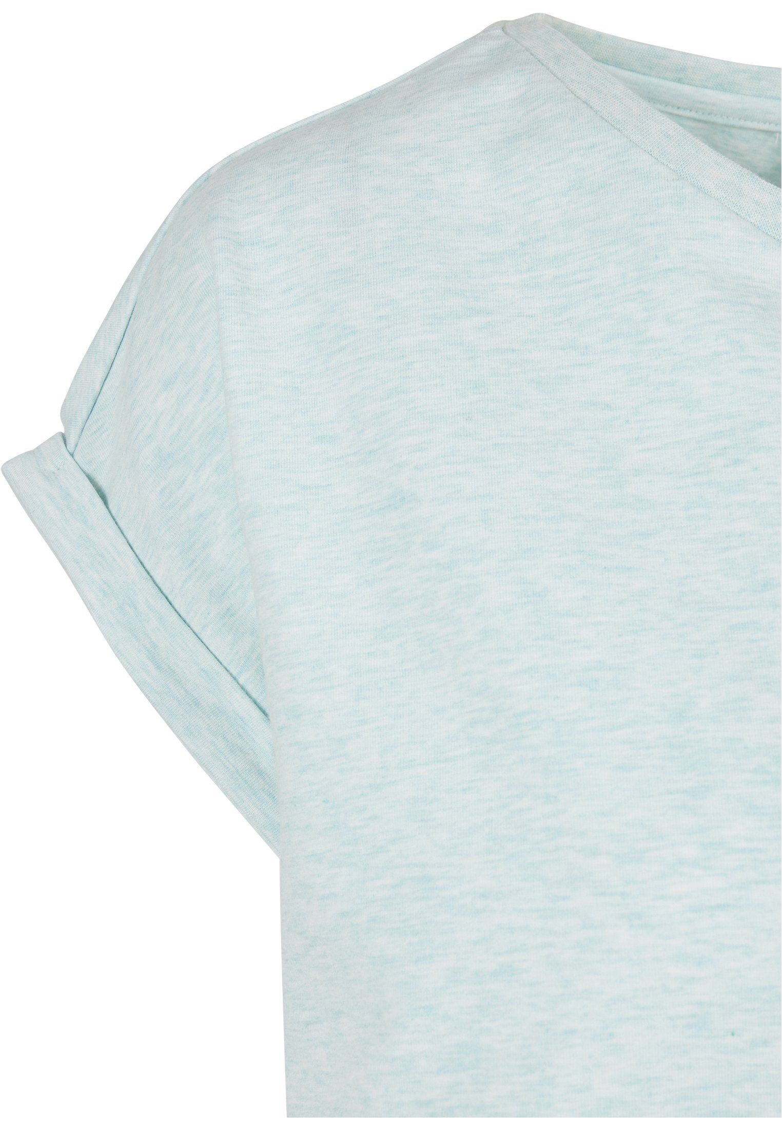 Frauen Extended melange Kurzarmshirt Melange Ladies (1-tlg) aqua Tee URBAN Shoulder Color CLASSICS