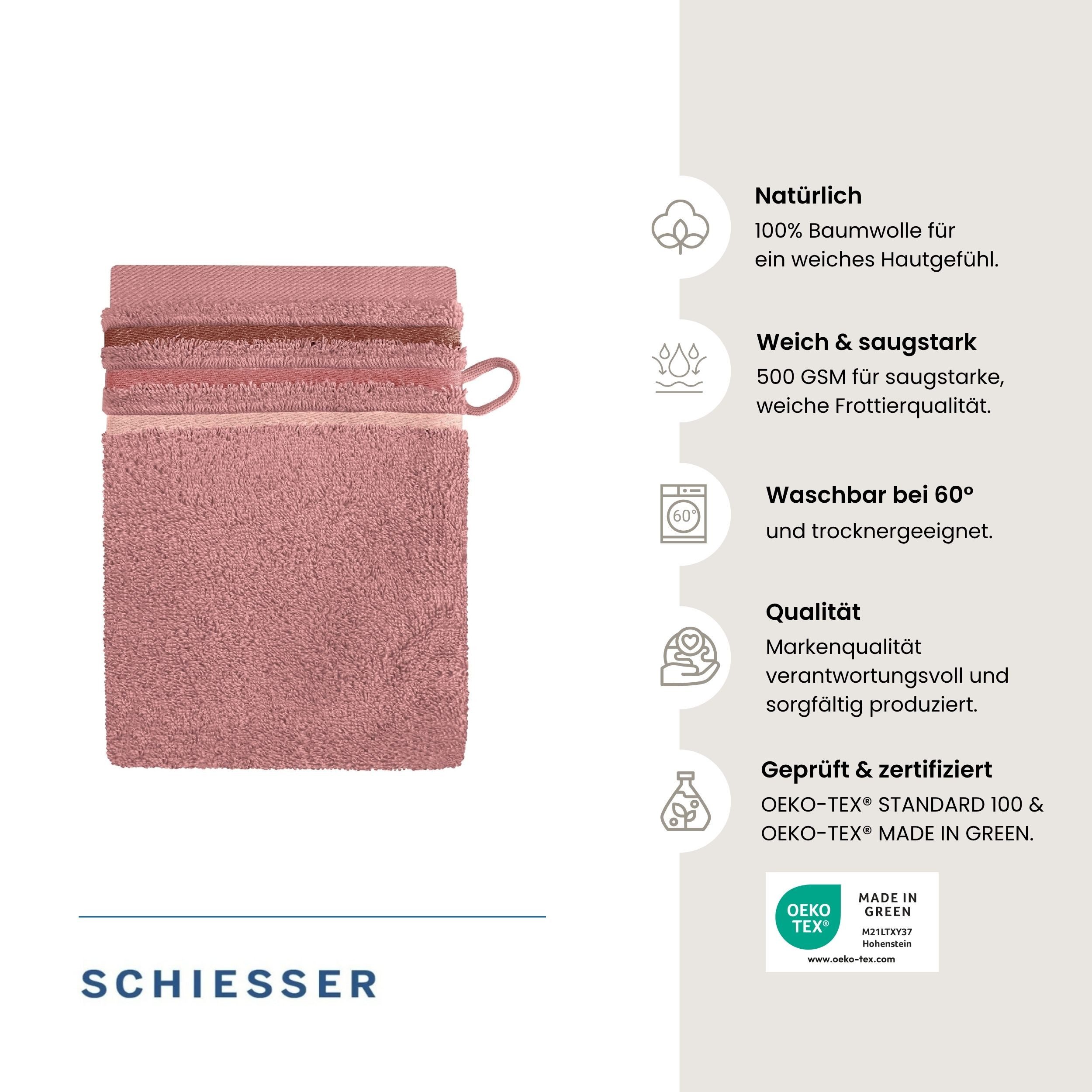 Schiesser Waschhandschuh Skyline Color aus 100 % Baumwolle mit eleganter Streifenbordüre, (5-St), OEKO-TEX® MADE IN GREEN – Bild 2 von 5