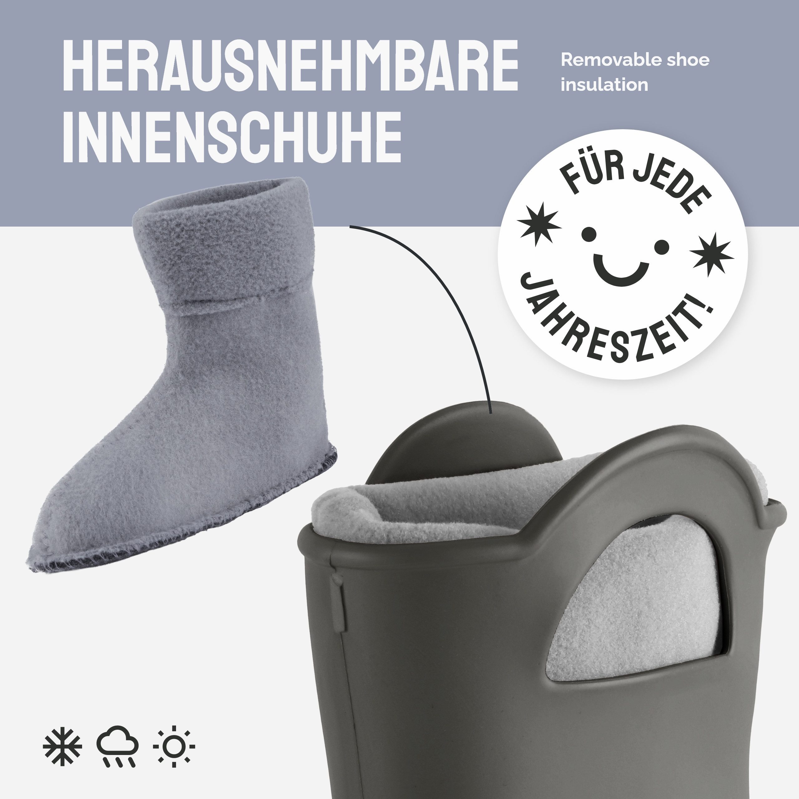 Ladeheid EVA Regenstiefel LA-CA-12 federleichte Regenschuhe Damen Gummistiefel mit herausnehmbares Innenfutter