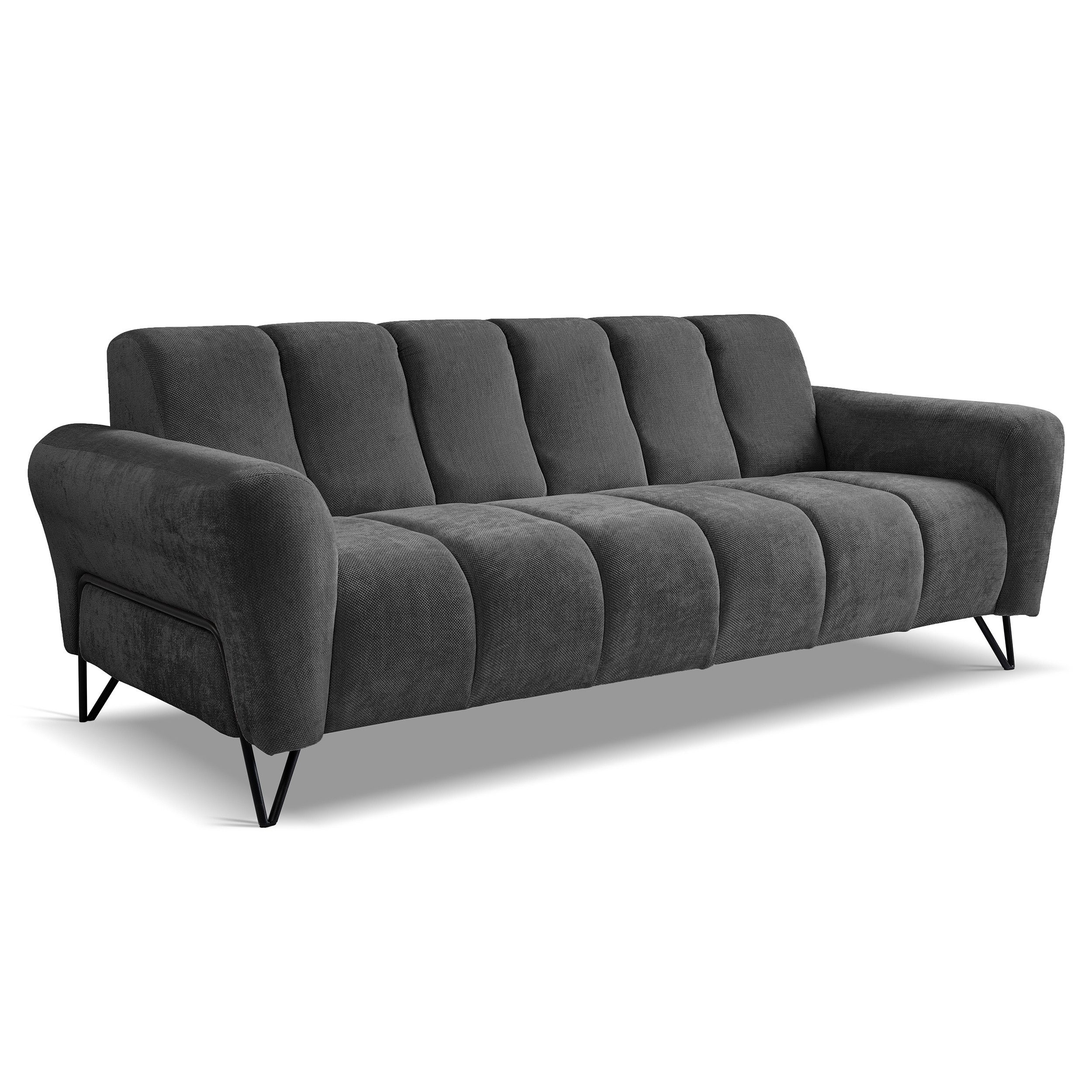 Beautysofa Polstergarnitur VOLARE mit Metallbeine in Schwarz, 3-Sitzer Sofa +2-Sitzer Sofa + Sessel
