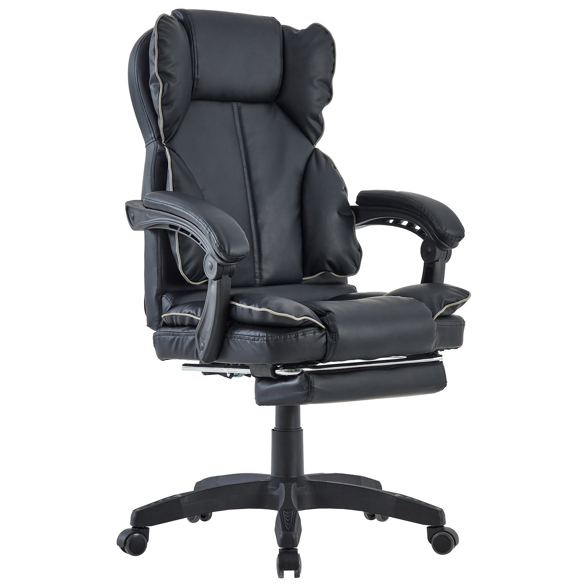 im Lederoptik-Design Home - Chefsessel Chair (1 Schwarz Stück), mit extra TRISENS Rafael Polsterung Office Grau Bürostuhl