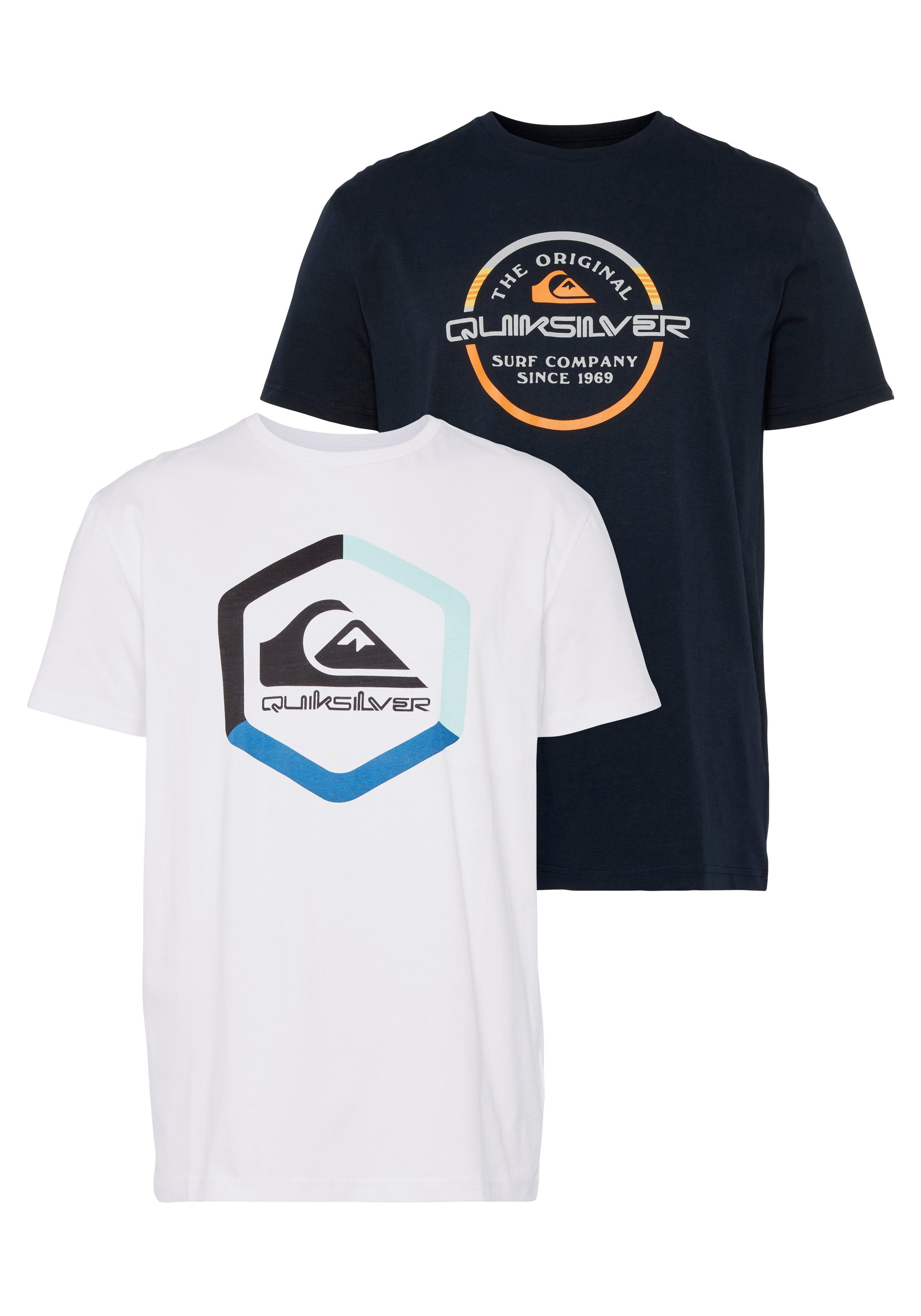 Quiksilver T-Shirt Herren Doppelpack mit Logodruck (Packung, 2-tlg., 2er-Pack)