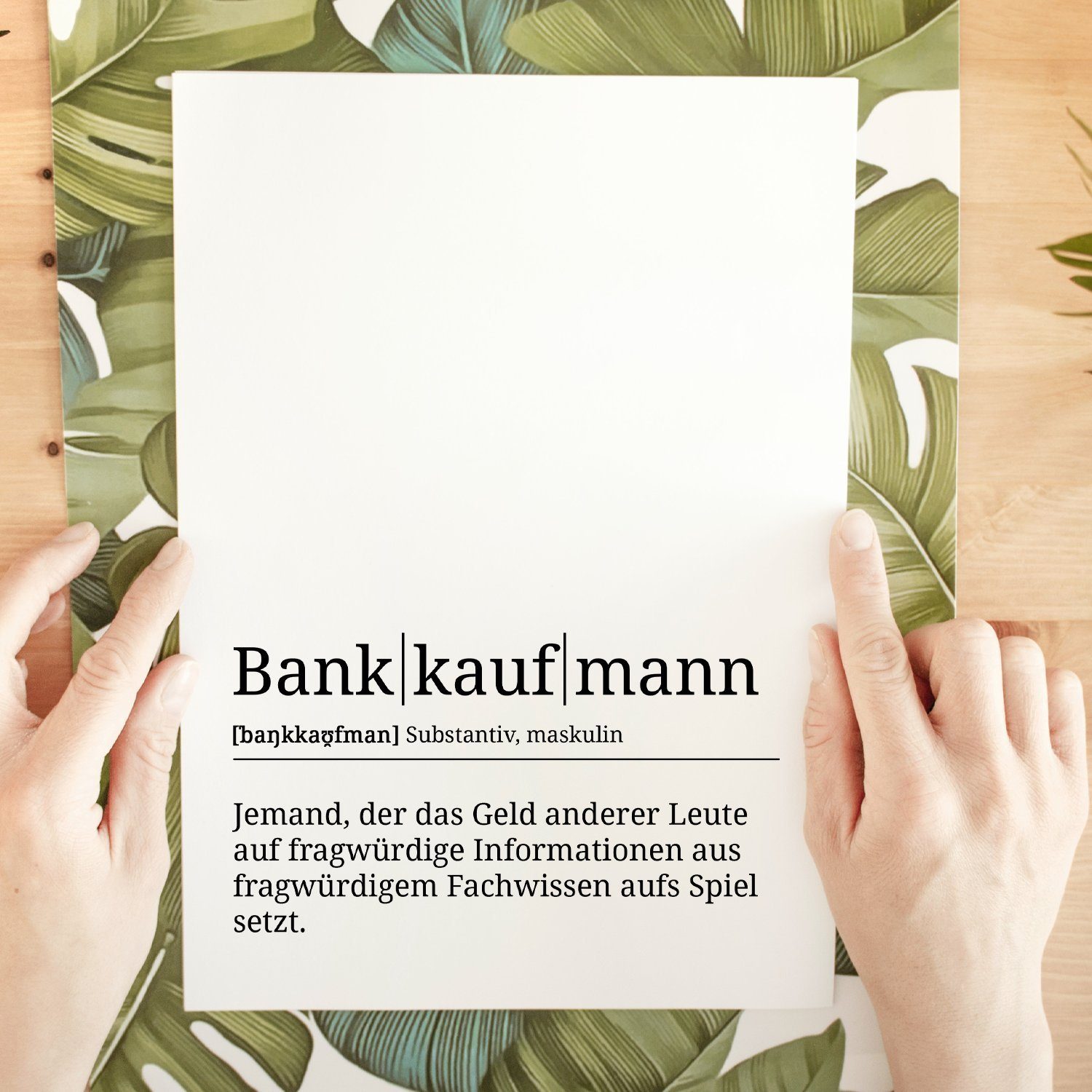 Tigerlino Poster Bankkaufmann Definition Geschenk Mitarbeiter Bänker Wandbild