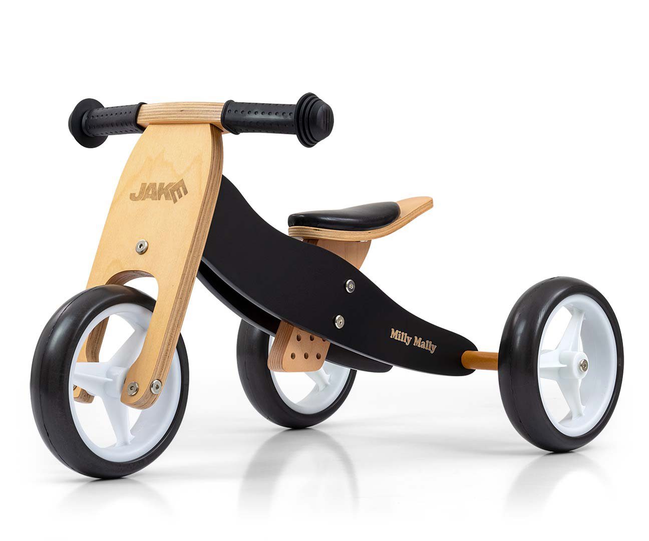 schwarz Dreirad Balance Lauflernrad für 2in1 LeNoSa Bike Laufrad Kinder Holz • Rutscher •