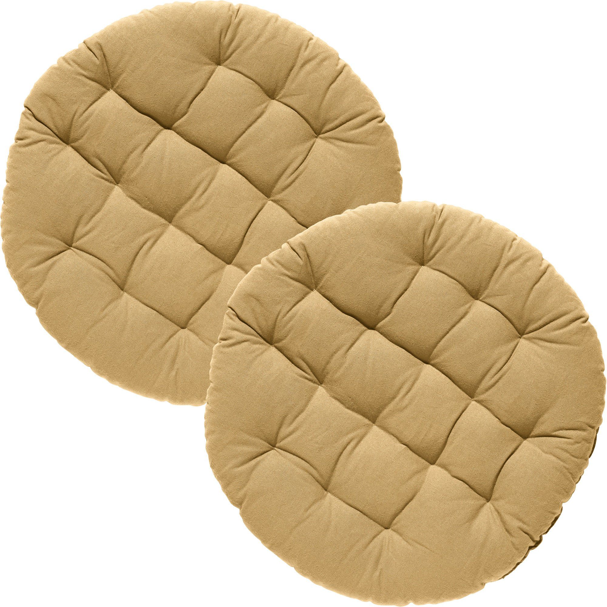 REDBEST Stuhlkissen Stuhlkissen rund 2er-Pack, Uni