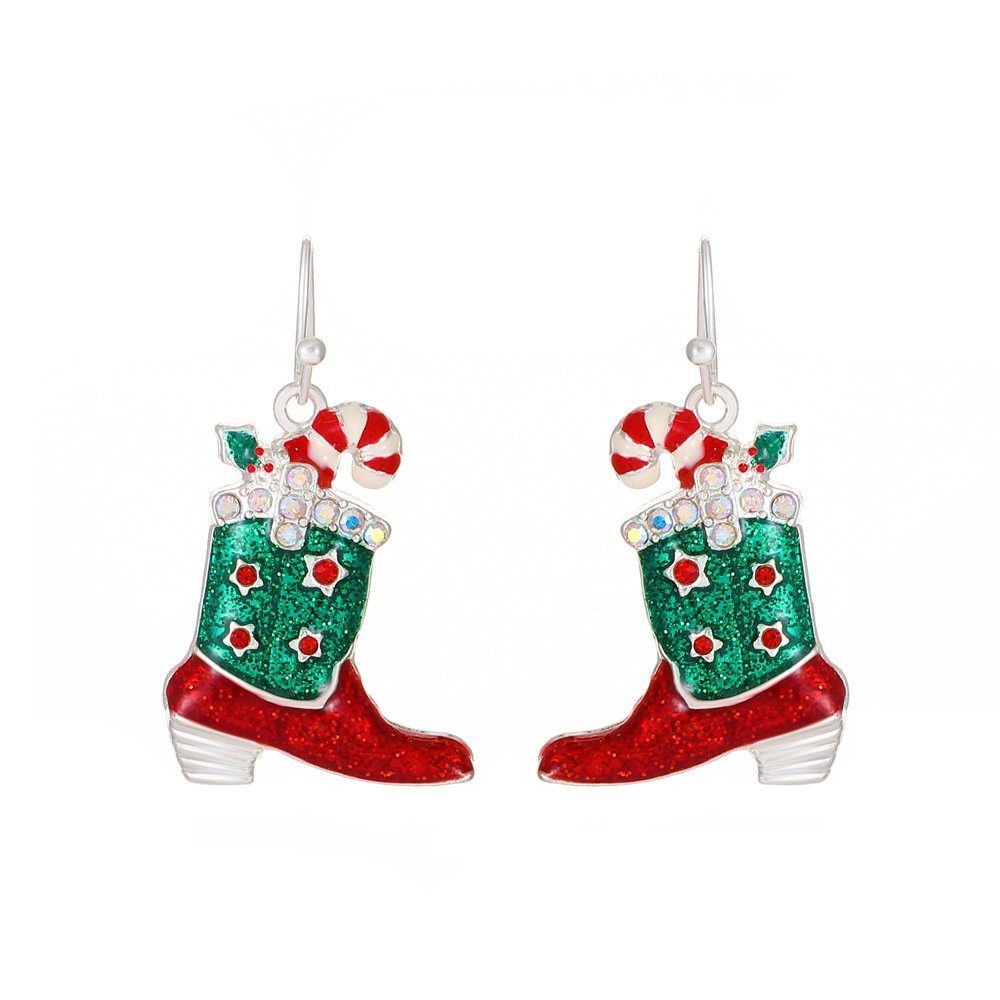 Invanter Paar Ohrstecker Weihnachten Kreative Mode Weihnachten Crutch Bell Ohrringe, Weihnachtsgeschenk,Inklusive Geschenktüte
