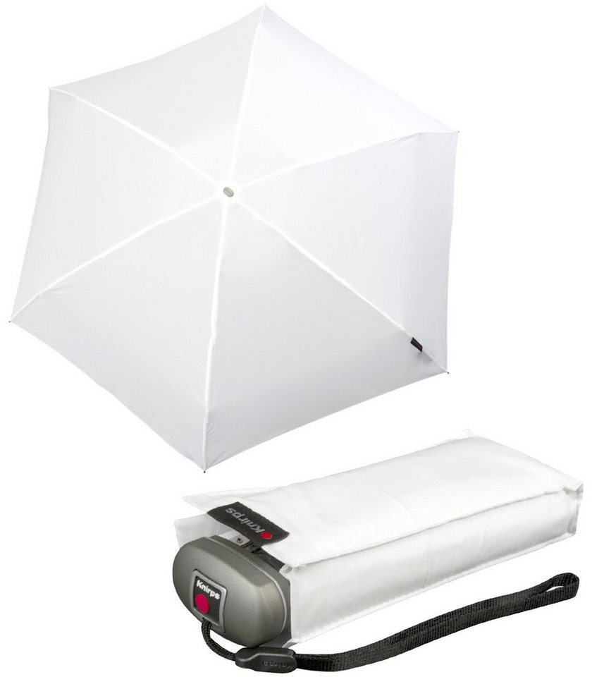 Knirps® Taschenregenschirm winziger Damen-Taschenschirm, leicht und flach,  für die Handtasche - Travel weiß white