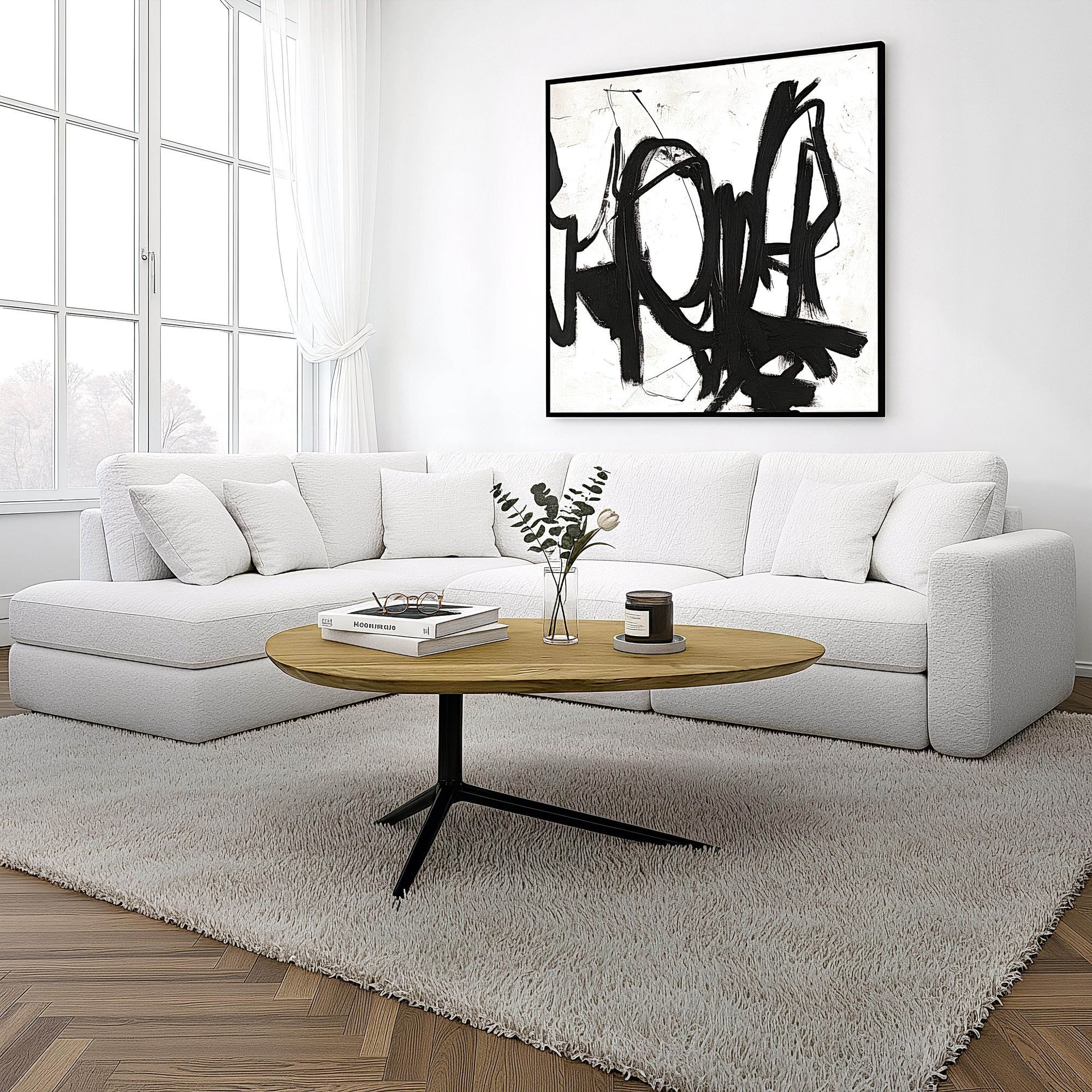Wohnling Couchtisch Couchtisch Akazie Massivholz 87x50 cm Sofatisch mit Metallgestell (Eleganter Materialmix aus Holz und Metall), Handgefertigt im modernen Stil