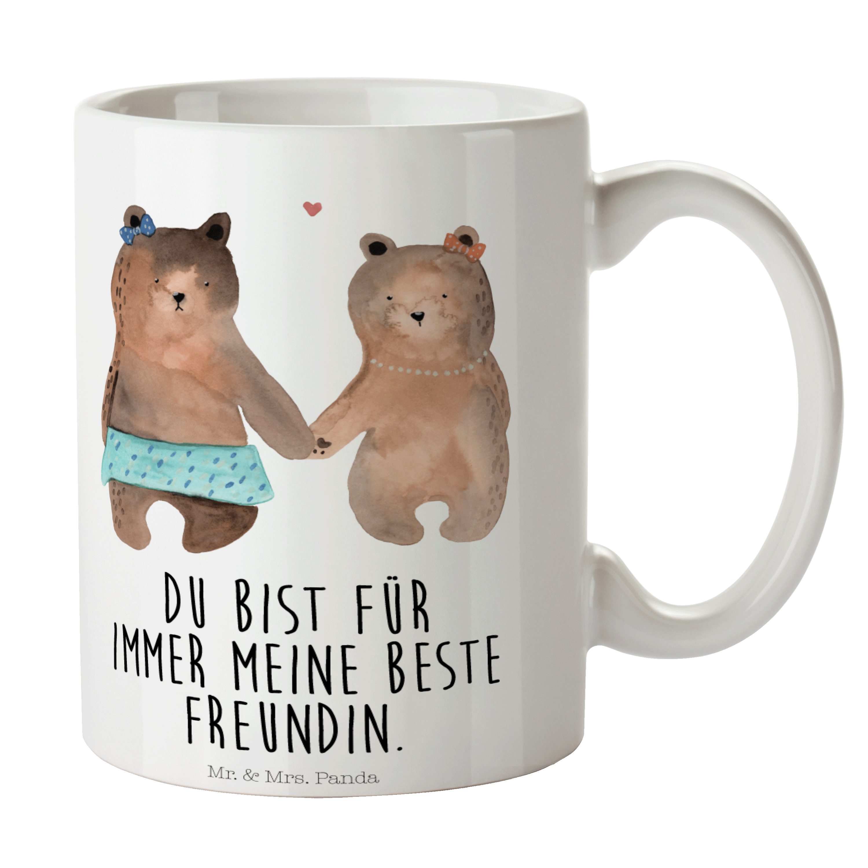 Mr. & Mrs. Panda Tasse Bär Freundin - Weiß - Geschenk, Teetasse, Kaffeetasse, Porzellantasse, Keramik