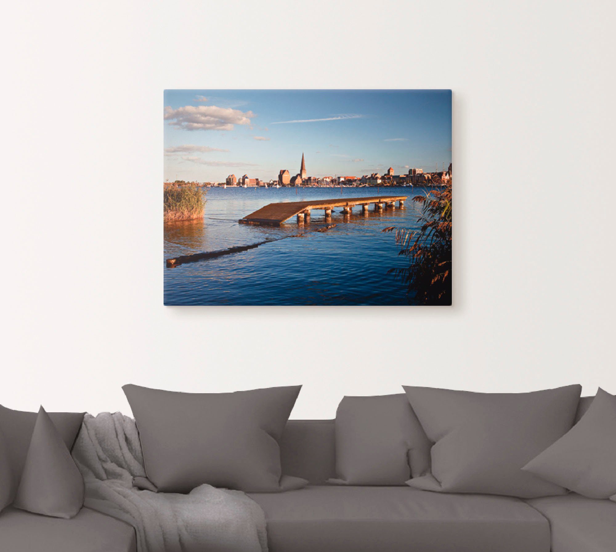 Artland Leinwandbild Blick auf Rostock, Deutschland (1 St), auf Holzrahmen gespannt