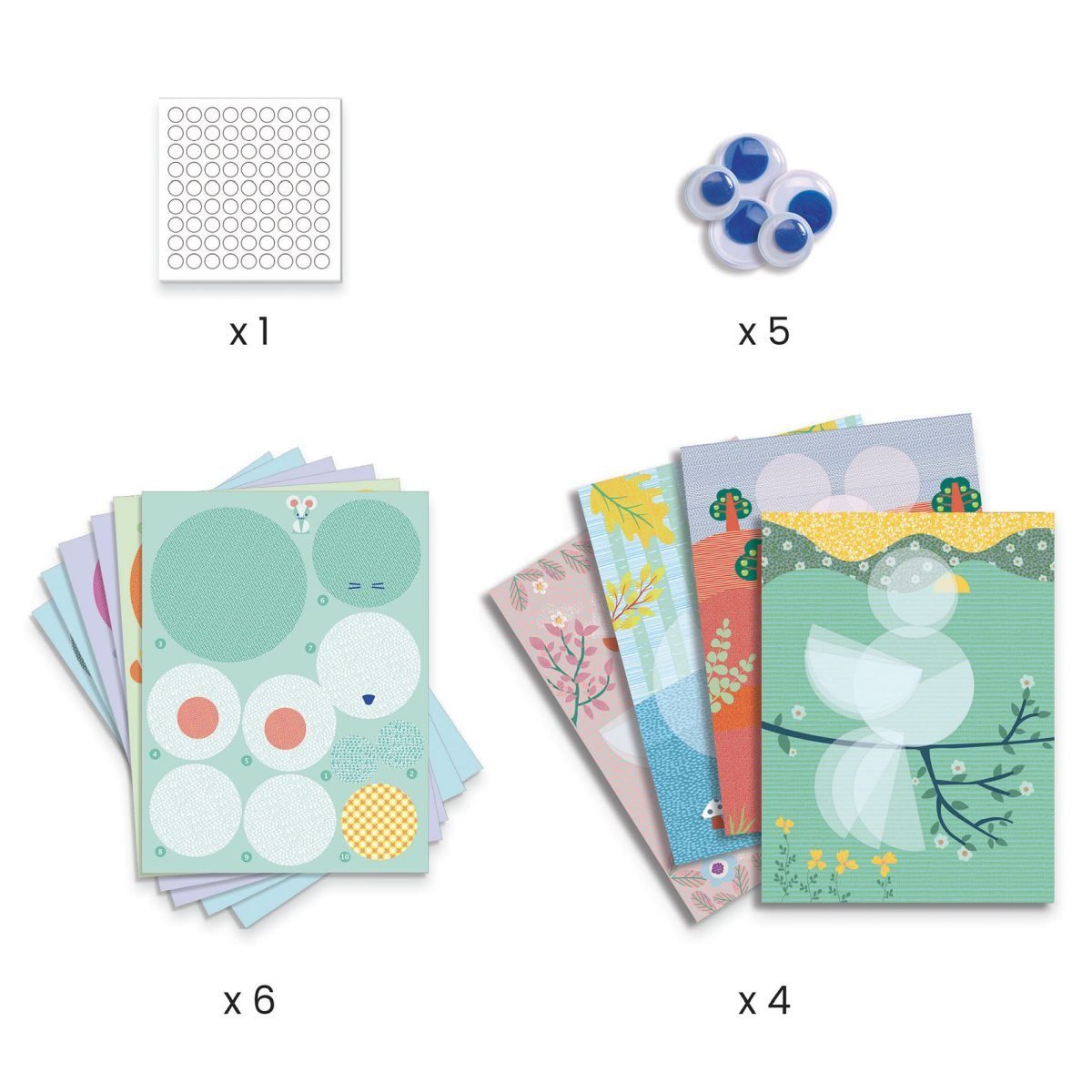 DJECO Kreativset Bastelbox Rundherum Basteln mit Papier für Kinder ab 3 Jahren