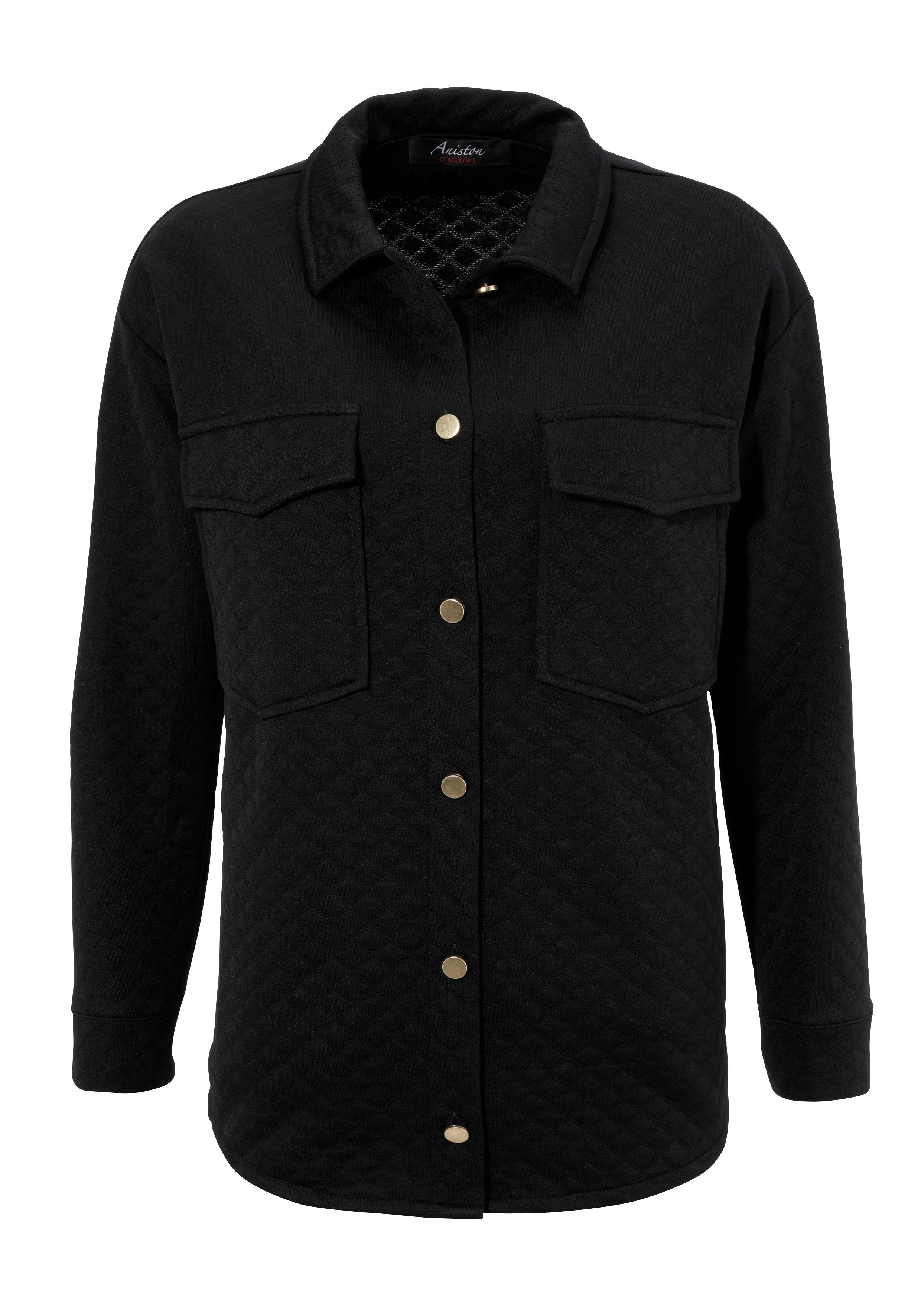 Aniston CASUAL Hemdjacke mit trendiger Stepp-Optik schwarz