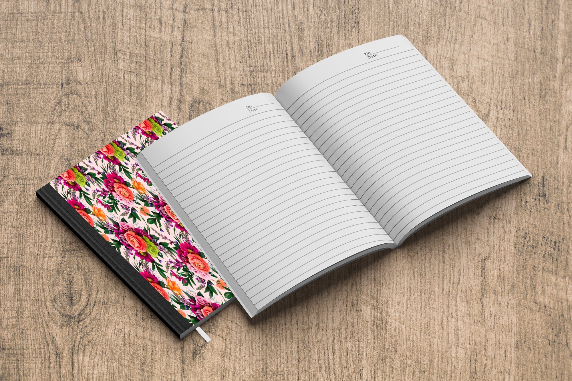 Seiten, Merkzettel, Tagebuch, - Haushaltsbuch Notizbuch Muster Journal, 98 - Blumen A5, Farben, MuchoWow Notizheft,
