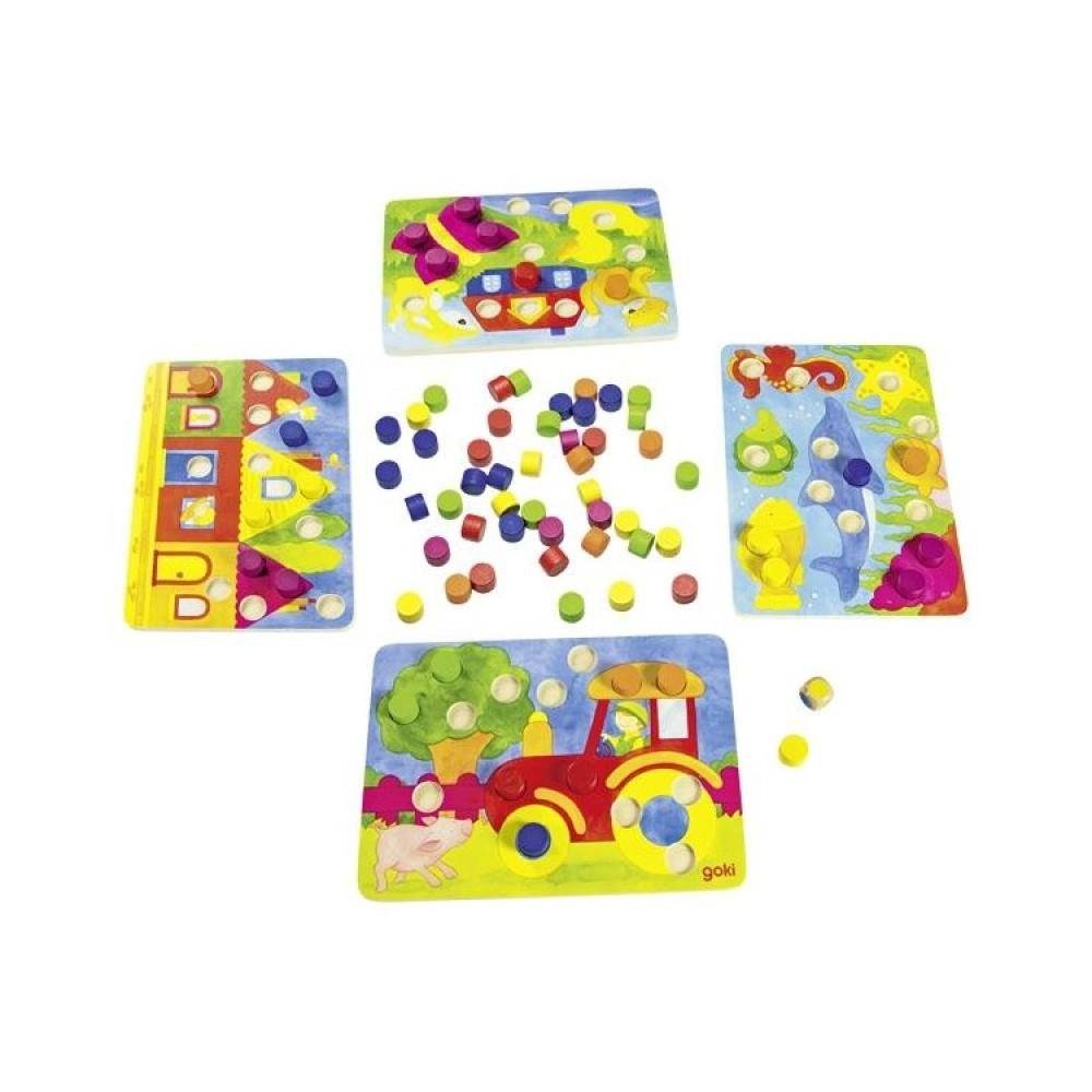 goki Spiel Farbwürfelspiel, Kinderspiel, aus Holz, mit Farben, Lernspiel