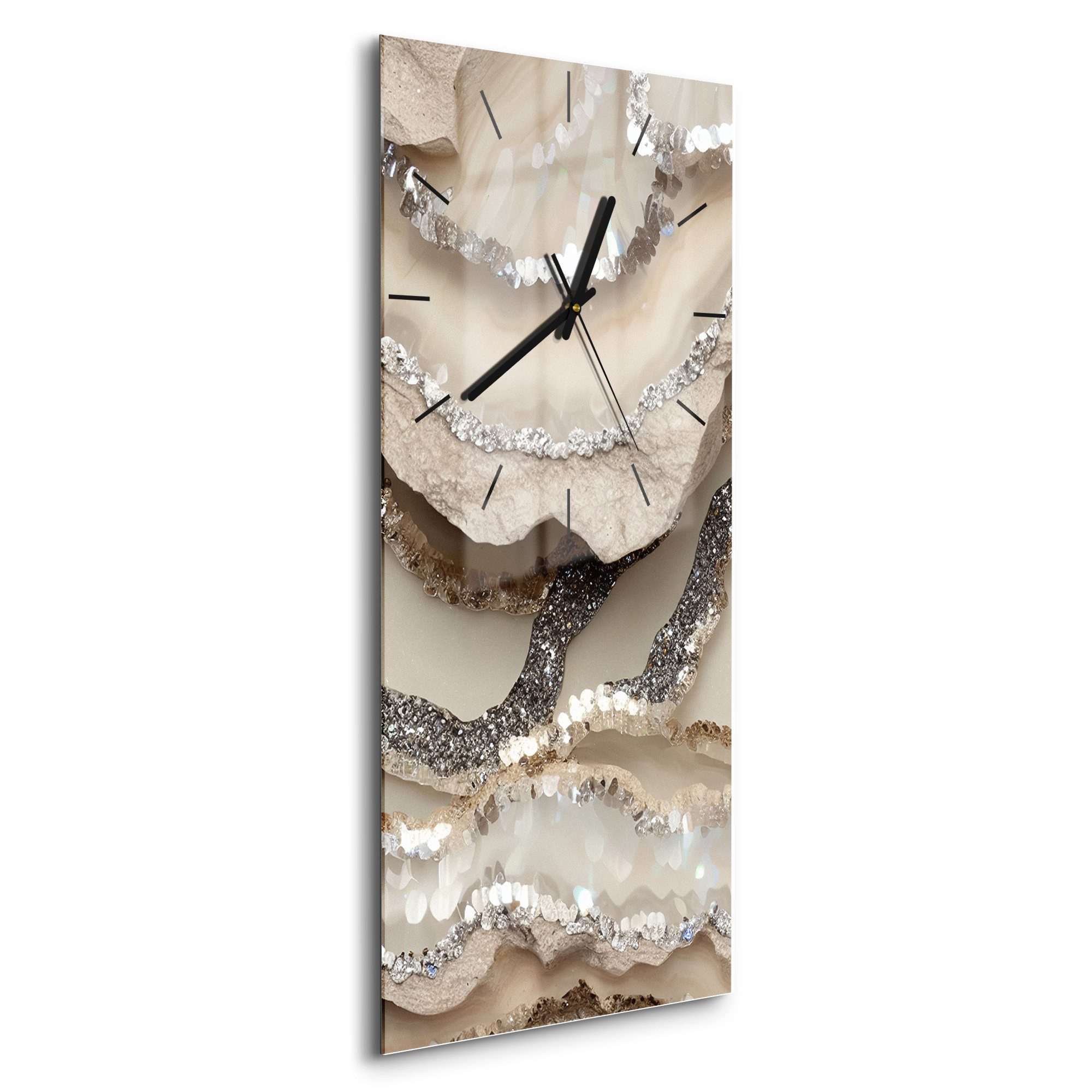 DEQORI Wanduhr 'Funkelnde Steinpracht' (Glas Glasuhr modern Wand Uhr Design Küchenuhr)