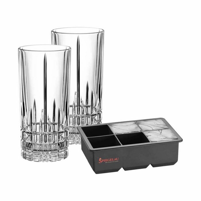 SPIEGELAU Cocktailglas Perfect Serve Longdrinkgläser + Eiswürfelform Glas