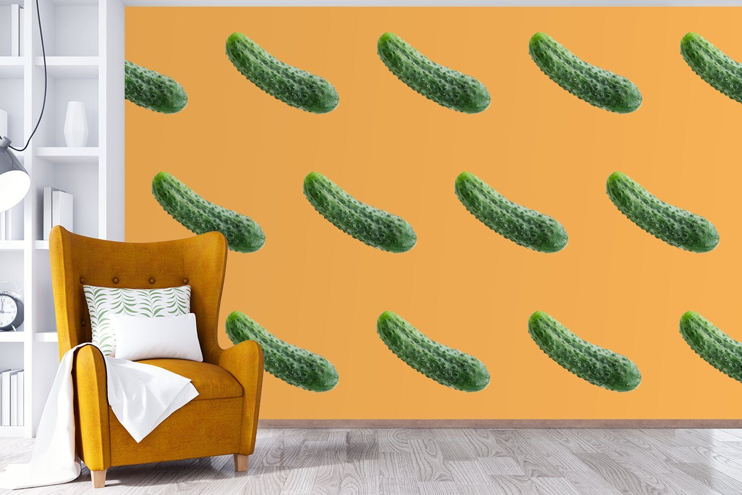 Gemüse St), Kinderzimmer, Wohnzimmer, MuchoWow Wallpaper Tapete für Vinyl Matt, Orange, Fototapete bedruckt, - Schlafzimmer, (6 - Muster