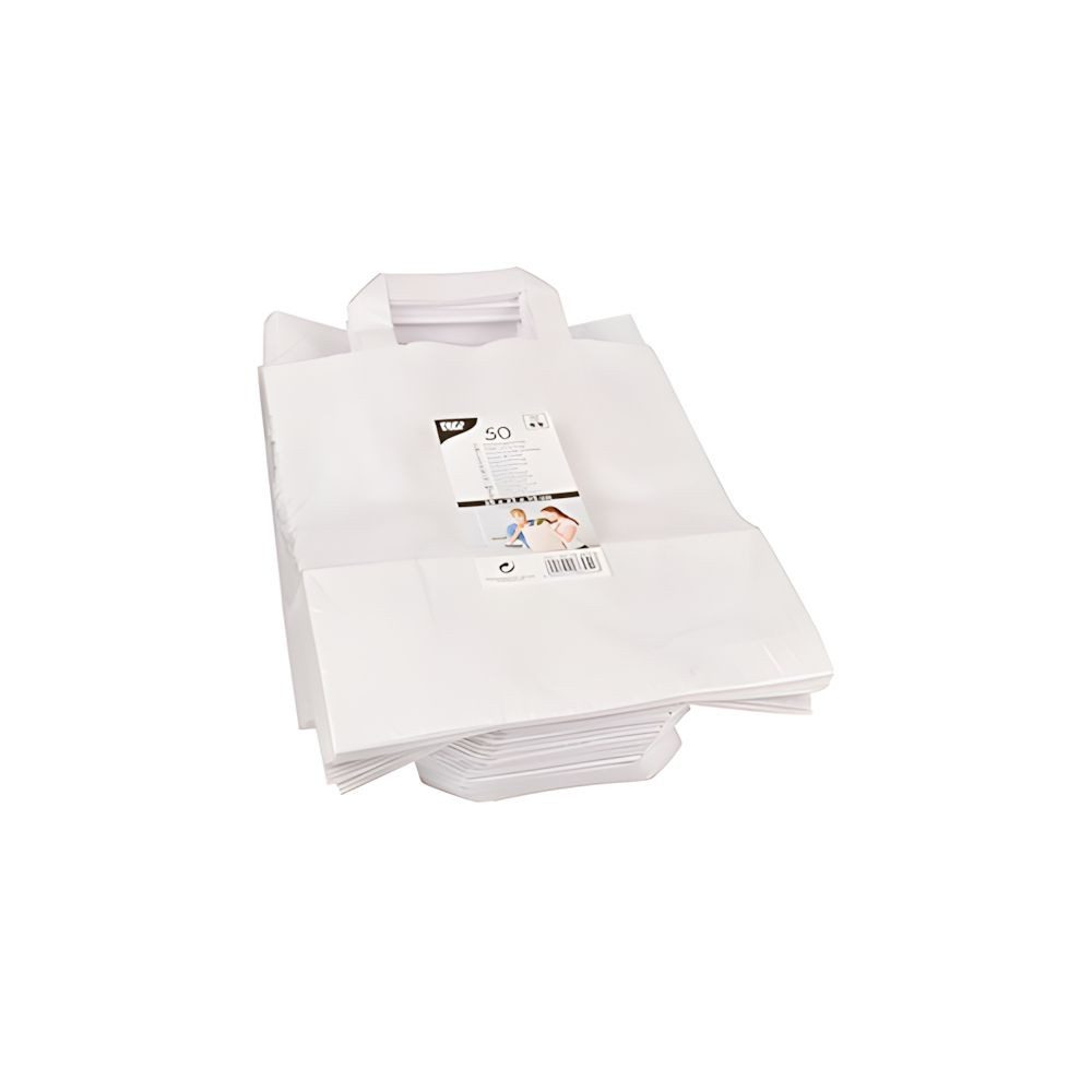 PAPSTAR Tragetasche 400 x Tragetaschen, Papier 28 cm x 22 cm x 10 cm weiss mit Tragegriff