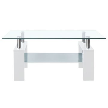 furnicato Couchtisch Weiß Transparent 95x55x40 cm Hartglas