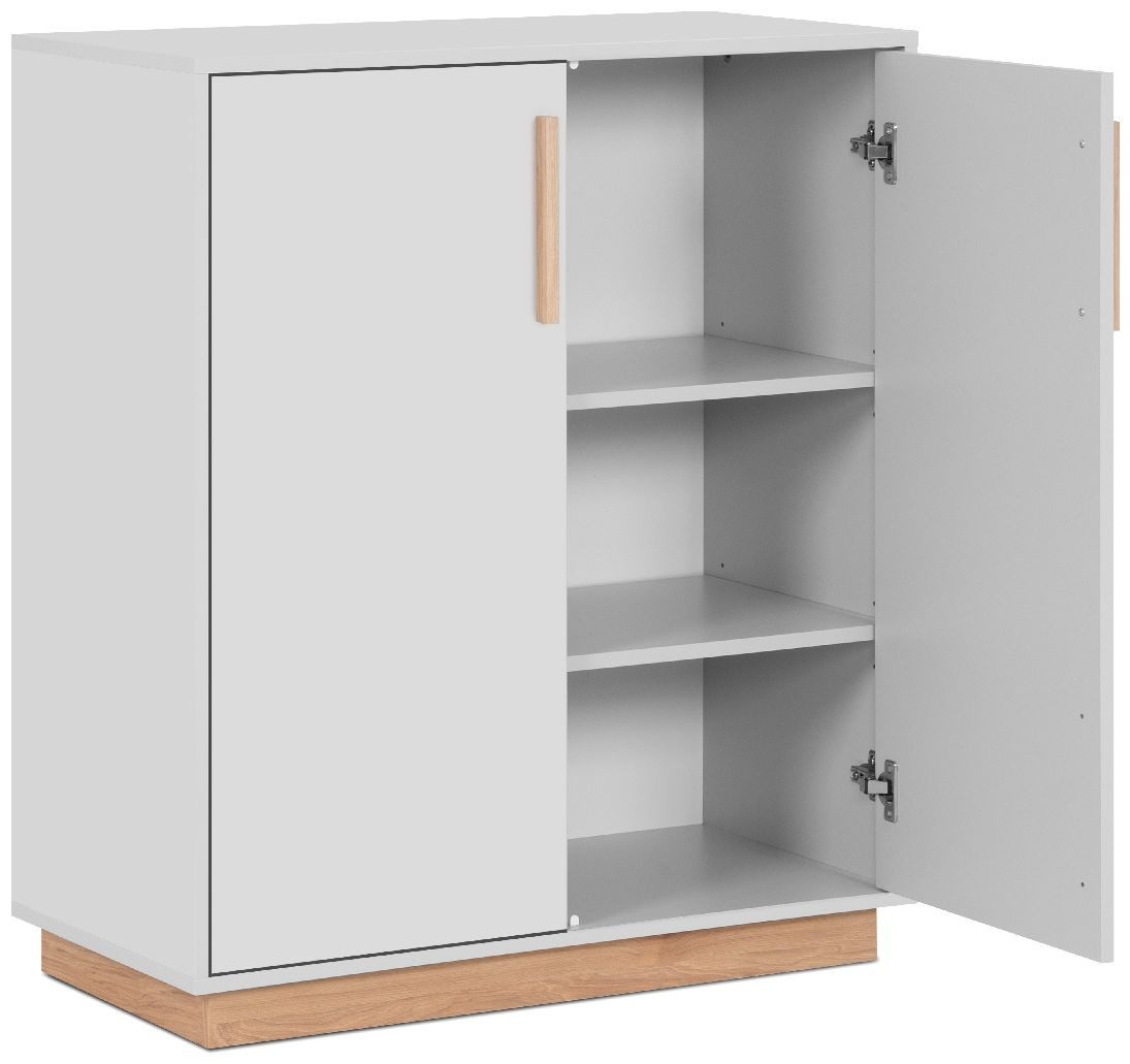 Finori Kommode, Steingrau, Dekor Jackson Hickory, Modern, ABS-Kante, 82 x 94 x 40 cm