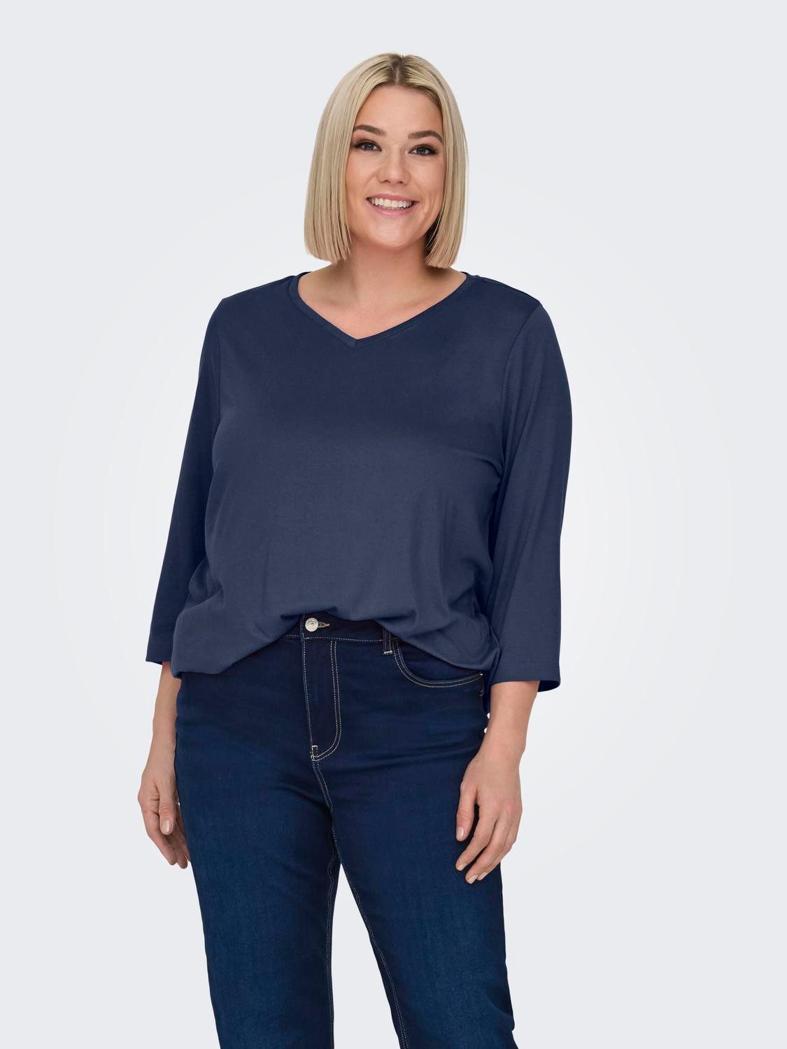 ONLY CARMAKOMA 3/4-Arm-Shirt CARCARLINNE V-NECK 3/4 günstig online kaufen