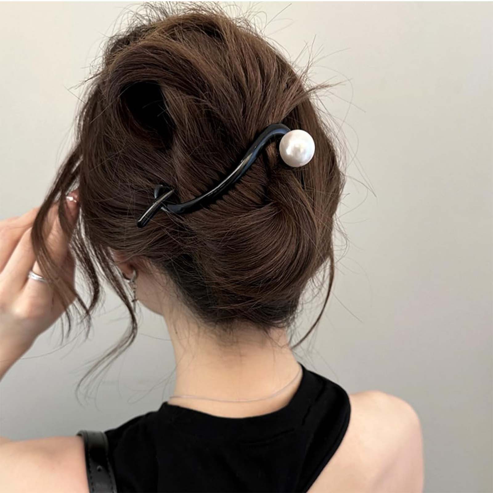 MOPUEA Haarnadel Haarnadel mit französischer Drehung, Perlen Haarnadel, rutschfest 6pcs, Französische Haarspangen mit Perlen für elegante Frisuren Damen, French – Bild 4 von 5