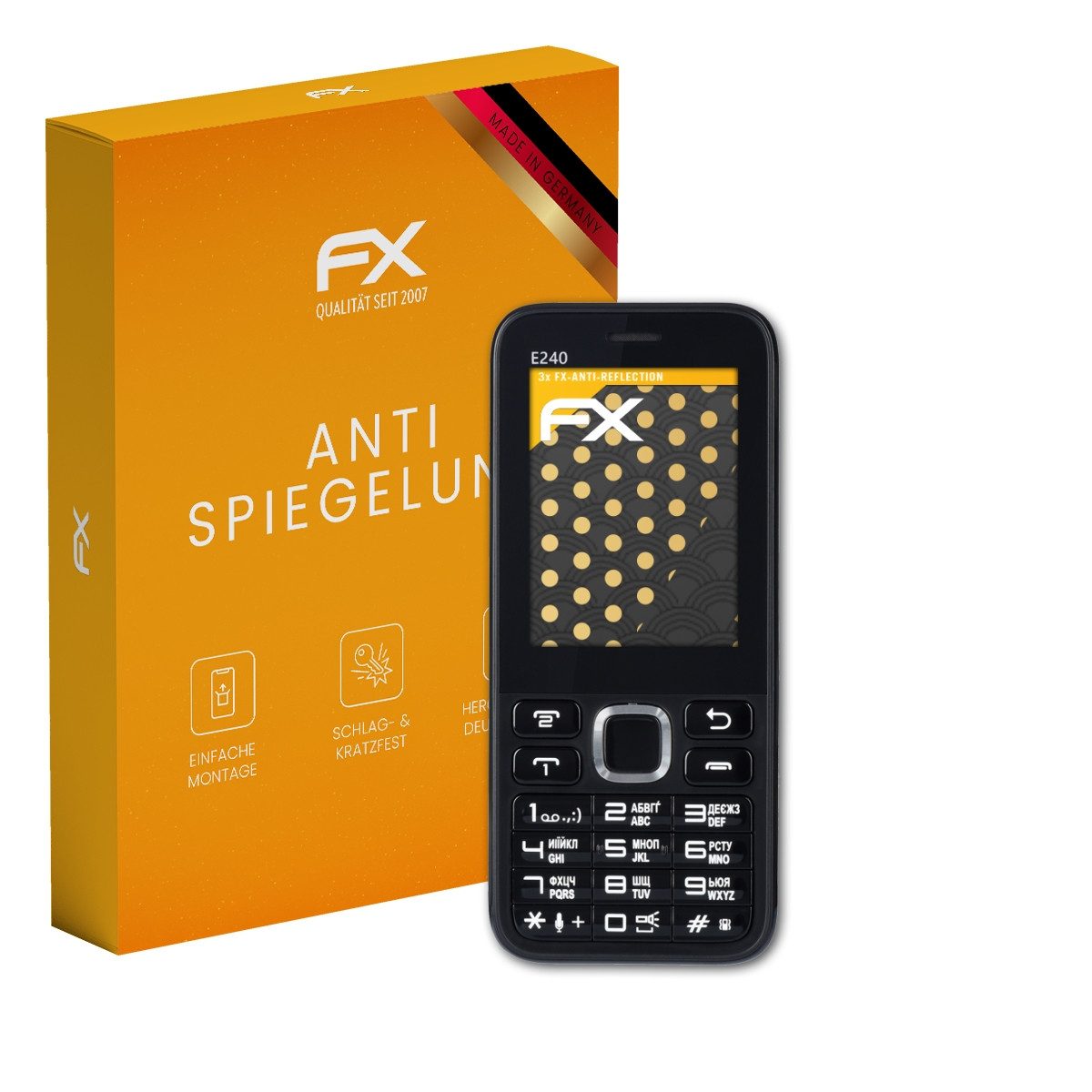 atFoliX Schutzfolie für 2E E240, (3 Folien), Entspiegelnd und stoßdämpfend