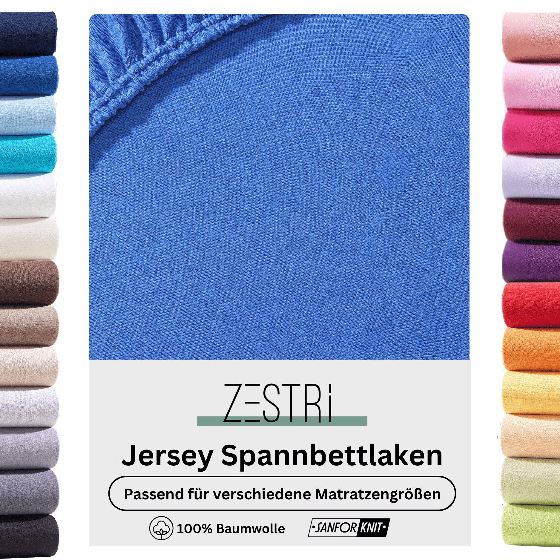 Zestri Spannbettlaken Jersey für normale Matratzen, Boxspringbett, Wasserbe günstig online kaufen