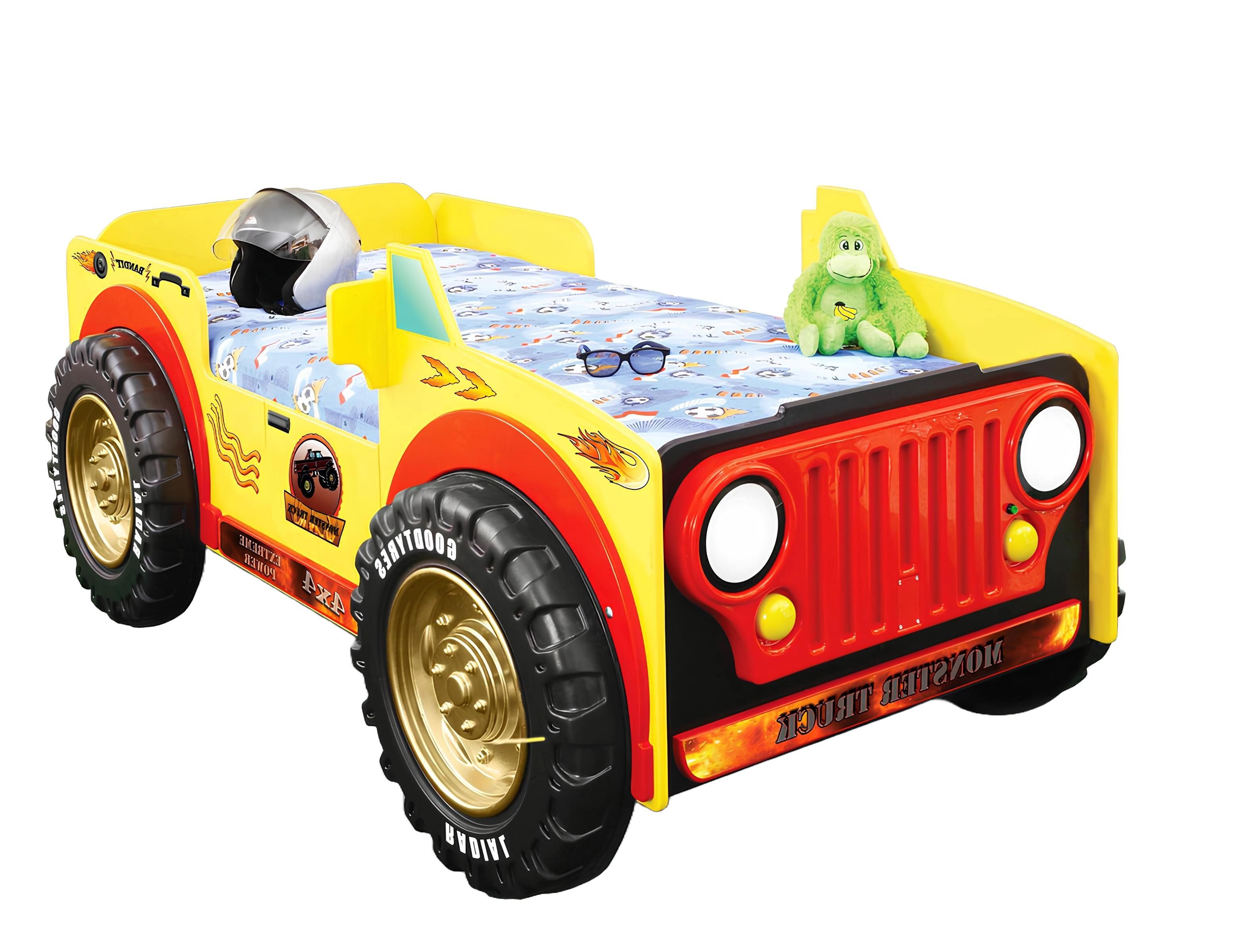 Xlmoebel Autobett Kinderzimmer Jugendbett mit JEEP Auto-Design, inklusive Matratze (Monster Truck Kinderbett), Hergestellt in Europa