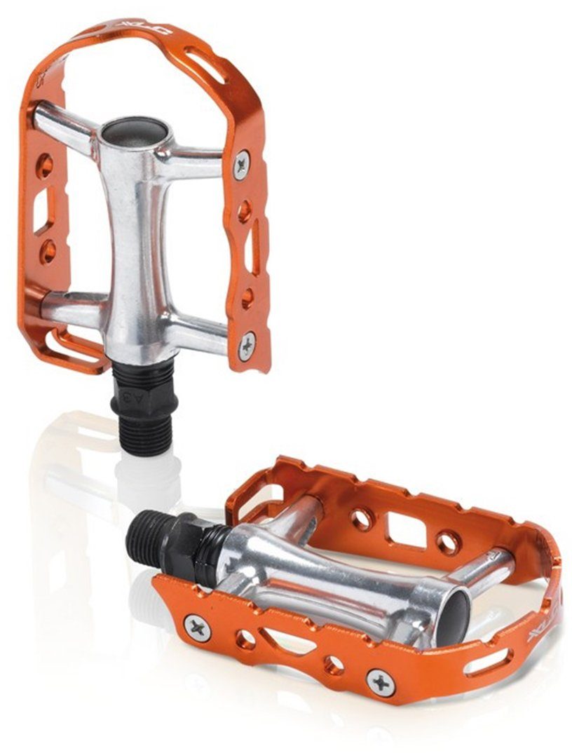 XLC Fahrradpedale XLC MTB/ATB Pedal Ultralight Colour Edition PD-M15, XLC  PD-M15 MTB-Pedal Ultralight V Alu, ohne Reflektor, orange/silber (1 Paar)