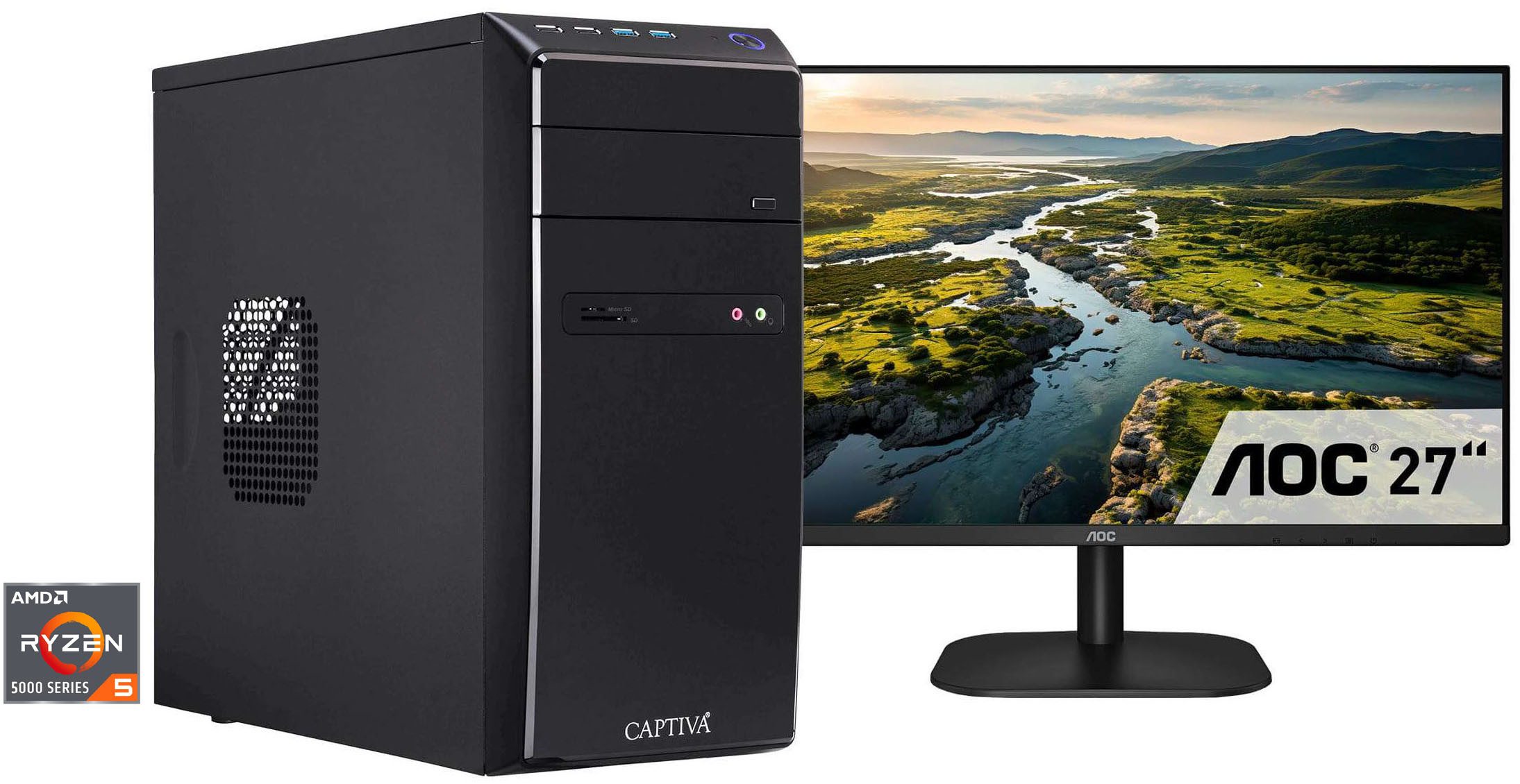 CAPTIVA Power Starter R98-525 TFT Bundle Business-PC-Komplettsystem (68,6", AMD Ryzen 5 Ryzen 5 5600G, Radeon Graphics, 8 GB RAM, 500 GB SSD)