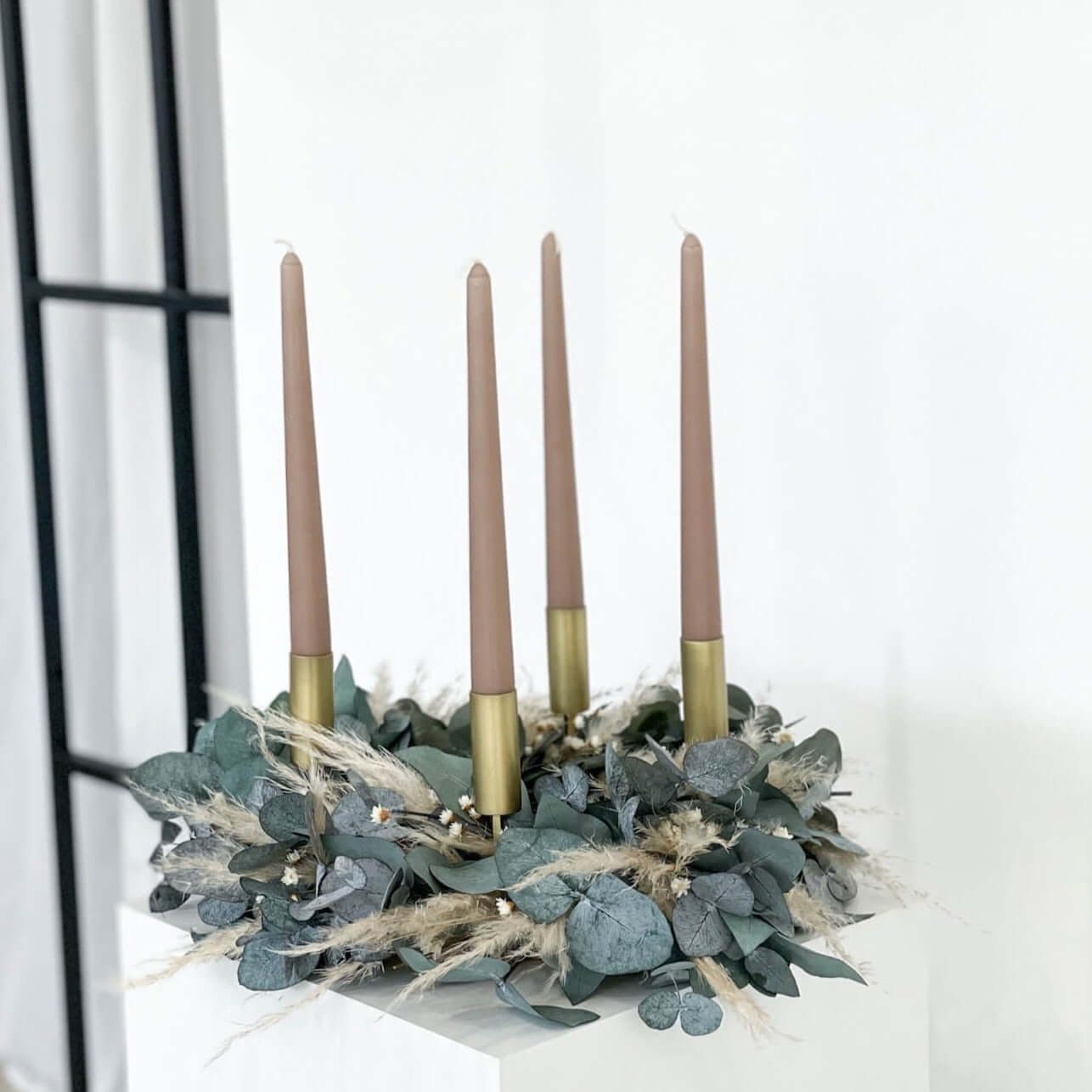LYKKE & You Adventskranz Adventskranz Trockenblumen "Eukalyptus Pampasgras Mix"
