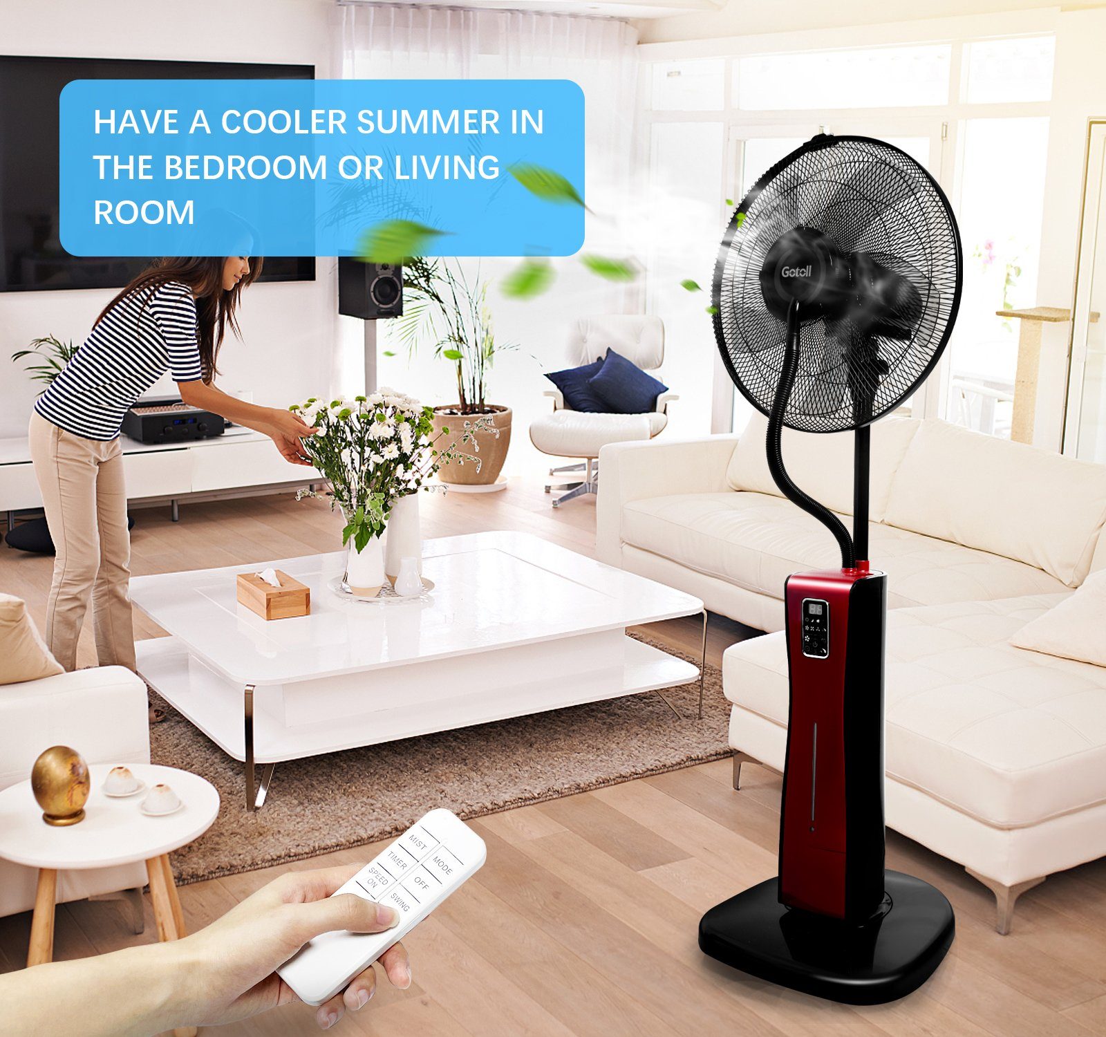 Gotoll Standventilator GLBF-06, LED Nebel Standlüfter günstig online kaufen