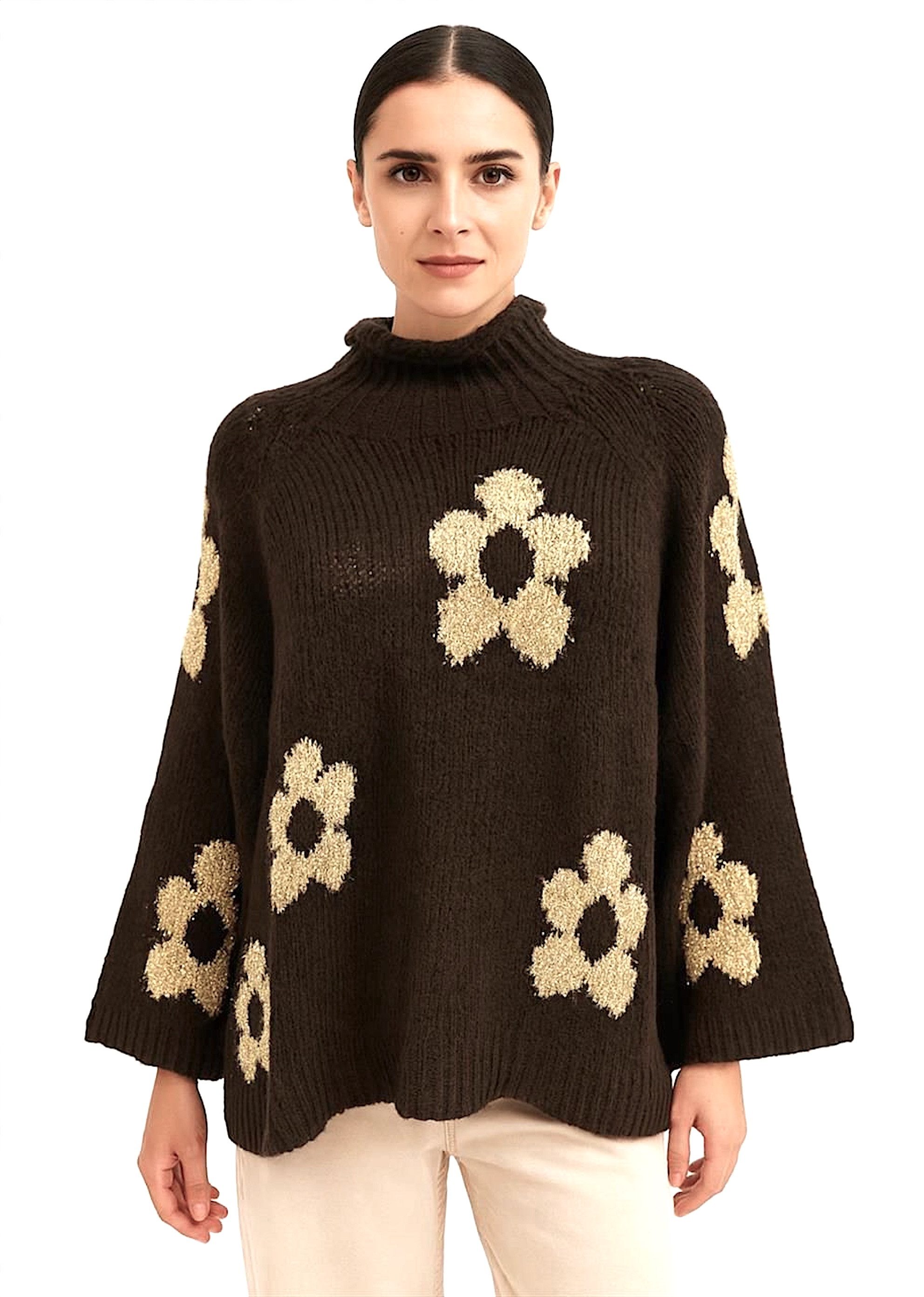 Worldclassca Strickpullover WORLDCLASSCA Damen Strickpulllover Love Herzmuster Flower Winter Neue Kollektion - Stilvolle und gemütliche Strickmode für Damen