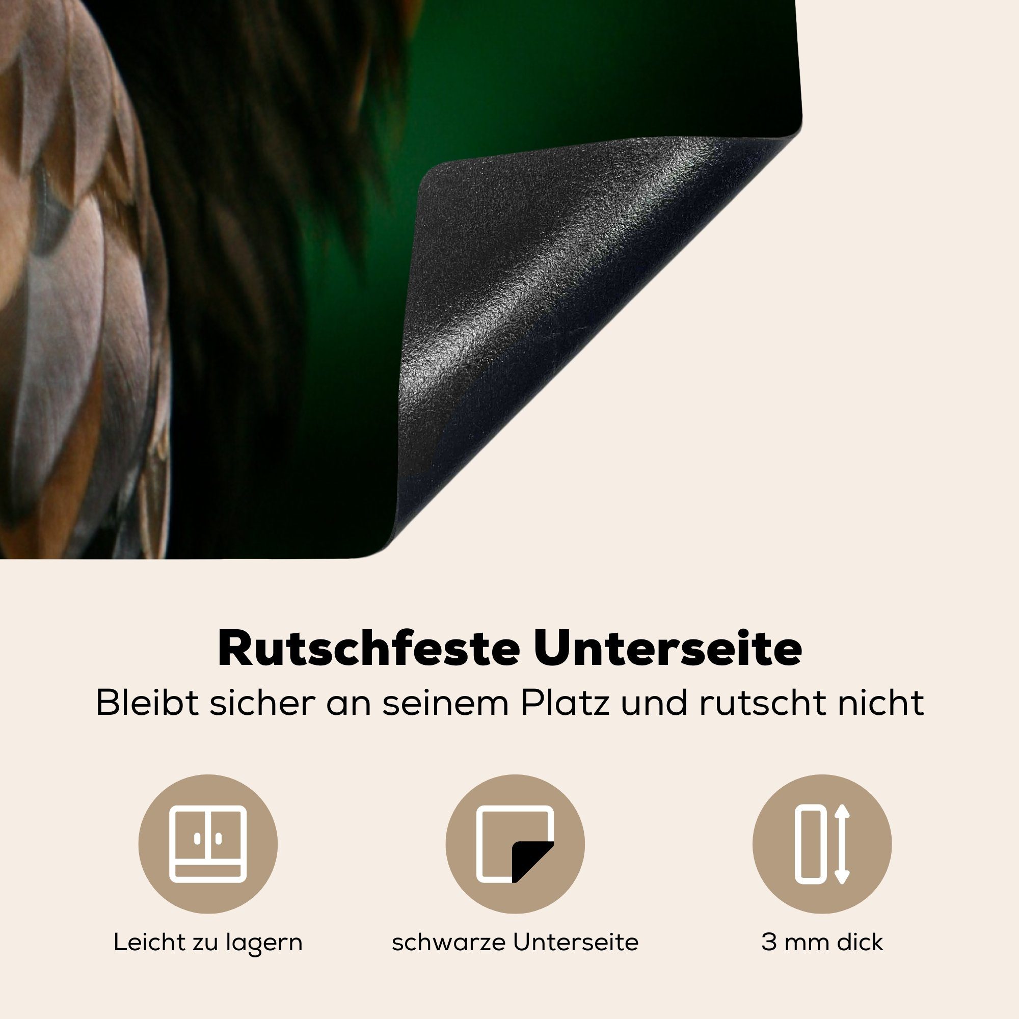 Adler Raubvogel, Arbeitsplatte (1 Herdblende-/Abdeckplatte MuchoWow küche - Ceranfeldabdeckung, tlg), Vinyl, - 78x78 cm, Braun für