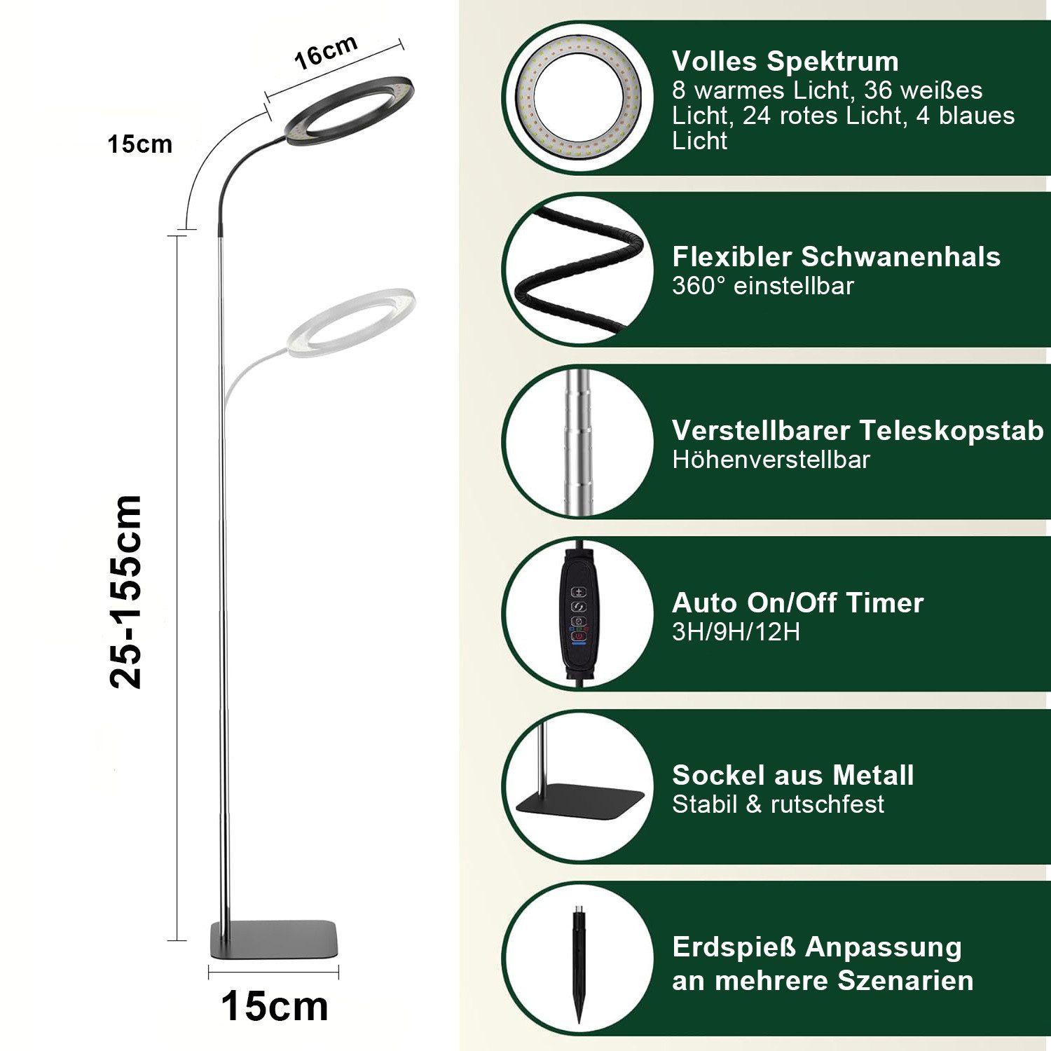 MUPOO Pflanzenlampe 72s LED Bodenpflanzenlicht Vollspektrum Pflanzenlicht,3 günstig online kaufen