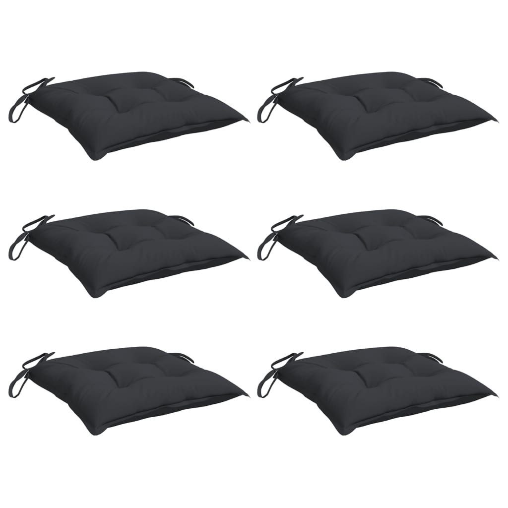 vidaXL Sitzauflage Stuhlkissen 6 Stk. Schwarz 40x40x7 cm Oxford-Gewebe, (6 St)